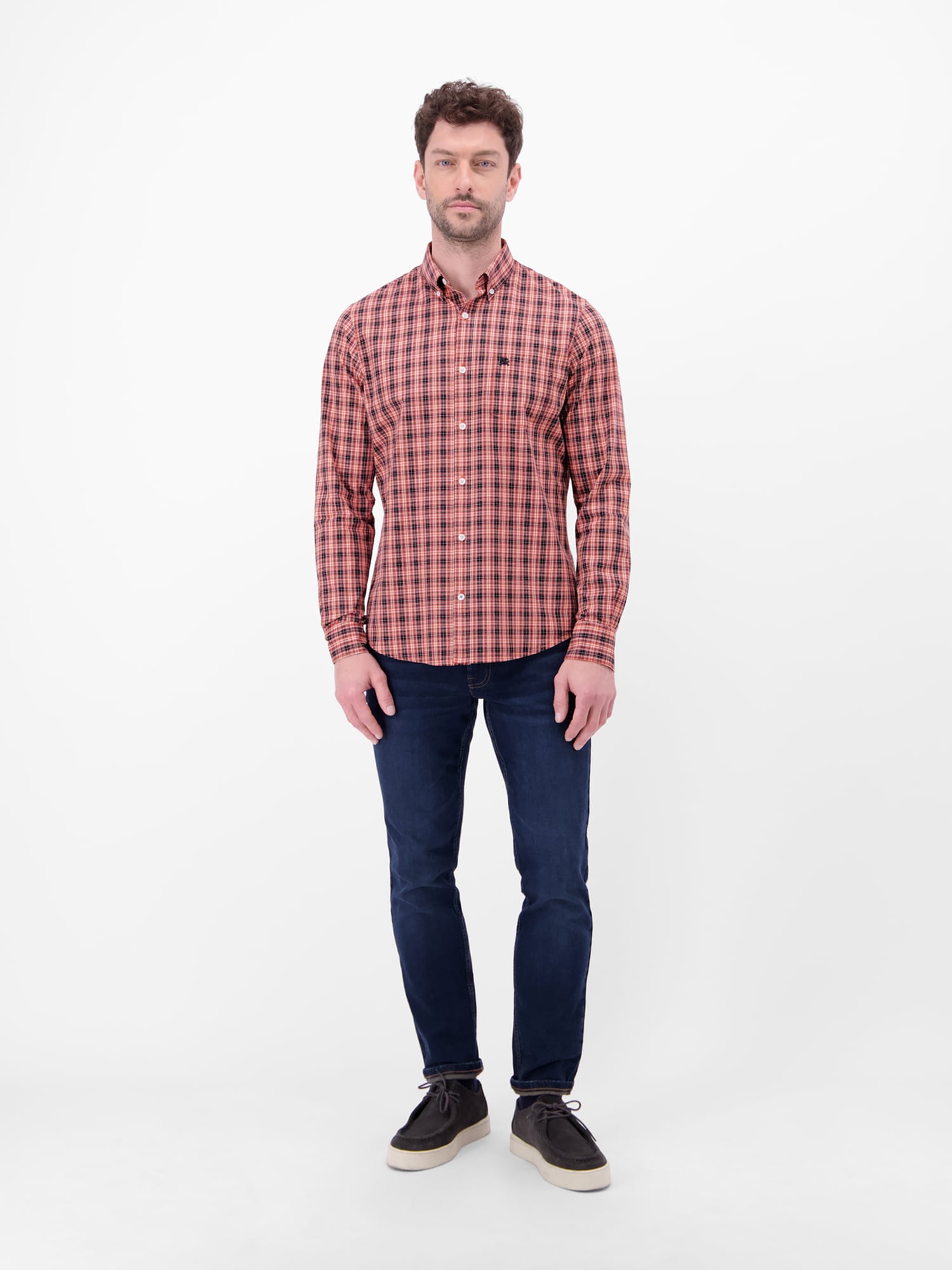 LERROS Langarmhemd »LERROS Karohemd mit Button-Down-Kragen«