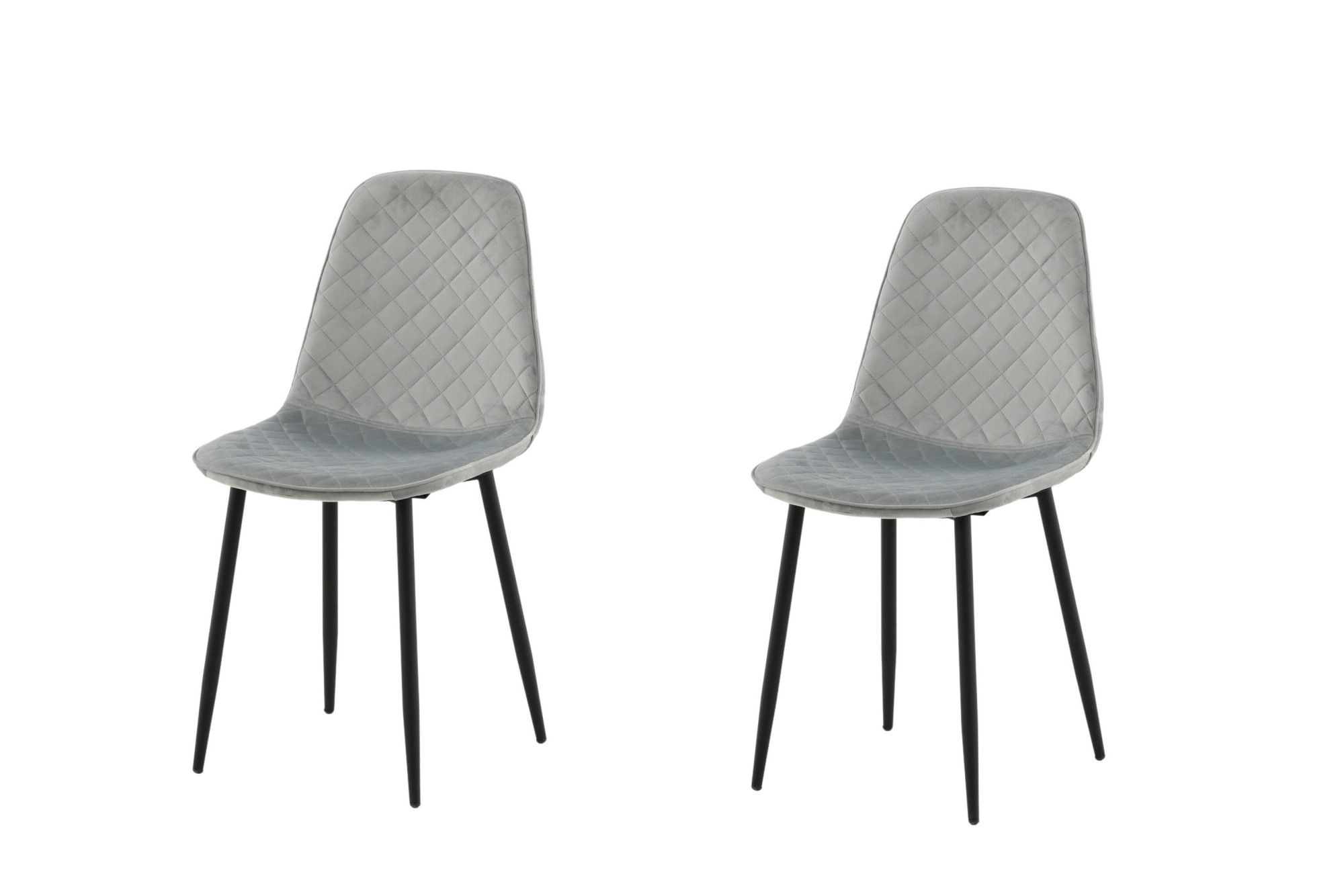 Venture Home Esszimmerstuhl »Polar Diamond, 2er-Set Esszimmerstühle in Grau-Samt, 150 kg belastbar« () 2 Stk.Polsterstuhl, Samt-Bezug, Metallbeine, Diamantsteppung, edel