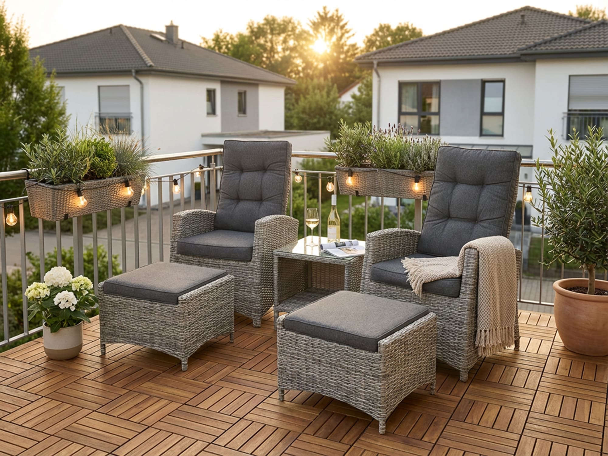 KONIFERA Gartenlounge-Set "Monaco" Set, 2x Sessel, 2x Hocker, 1x Tisch 49x4 günstig online kaufen