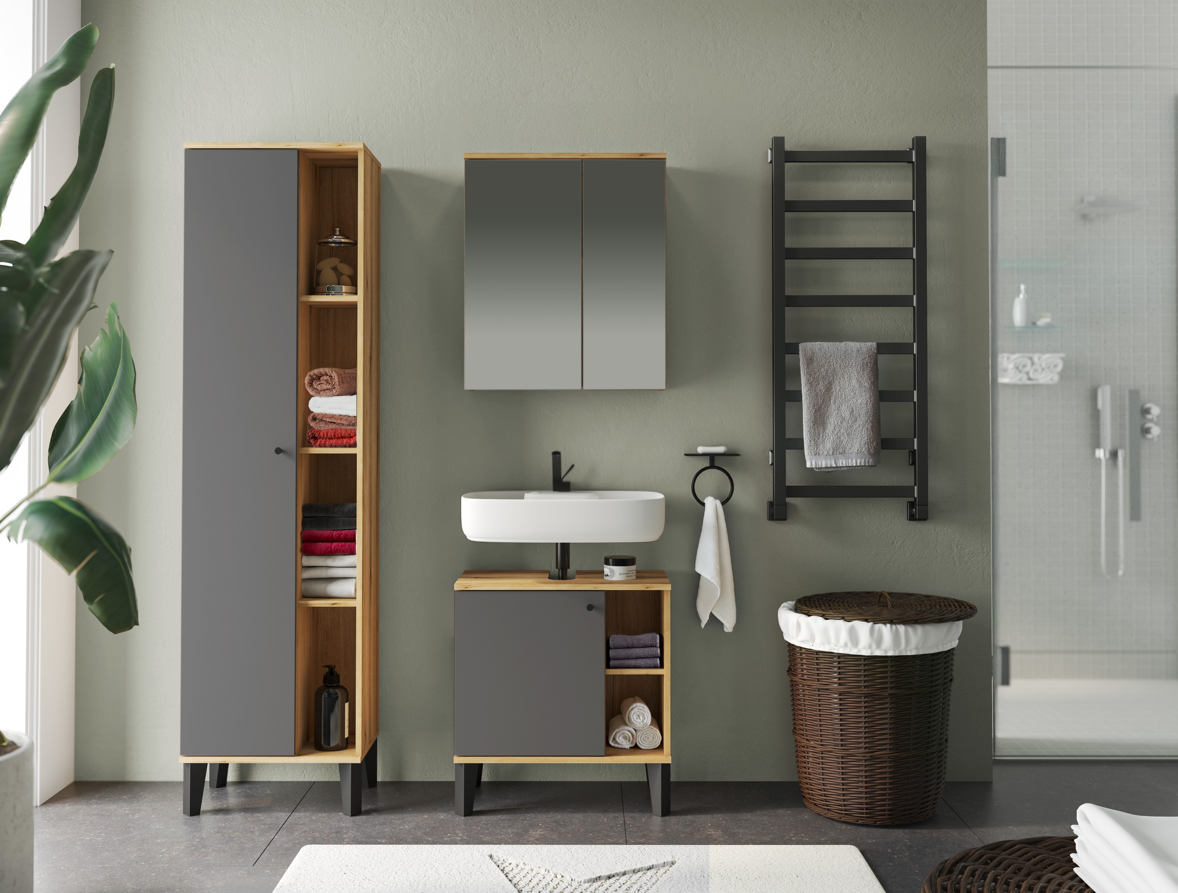 Home affaire Badmöbel-Set "OSLO, Bad im skandinavischen Design, 3-teiliges günstig online kaufen