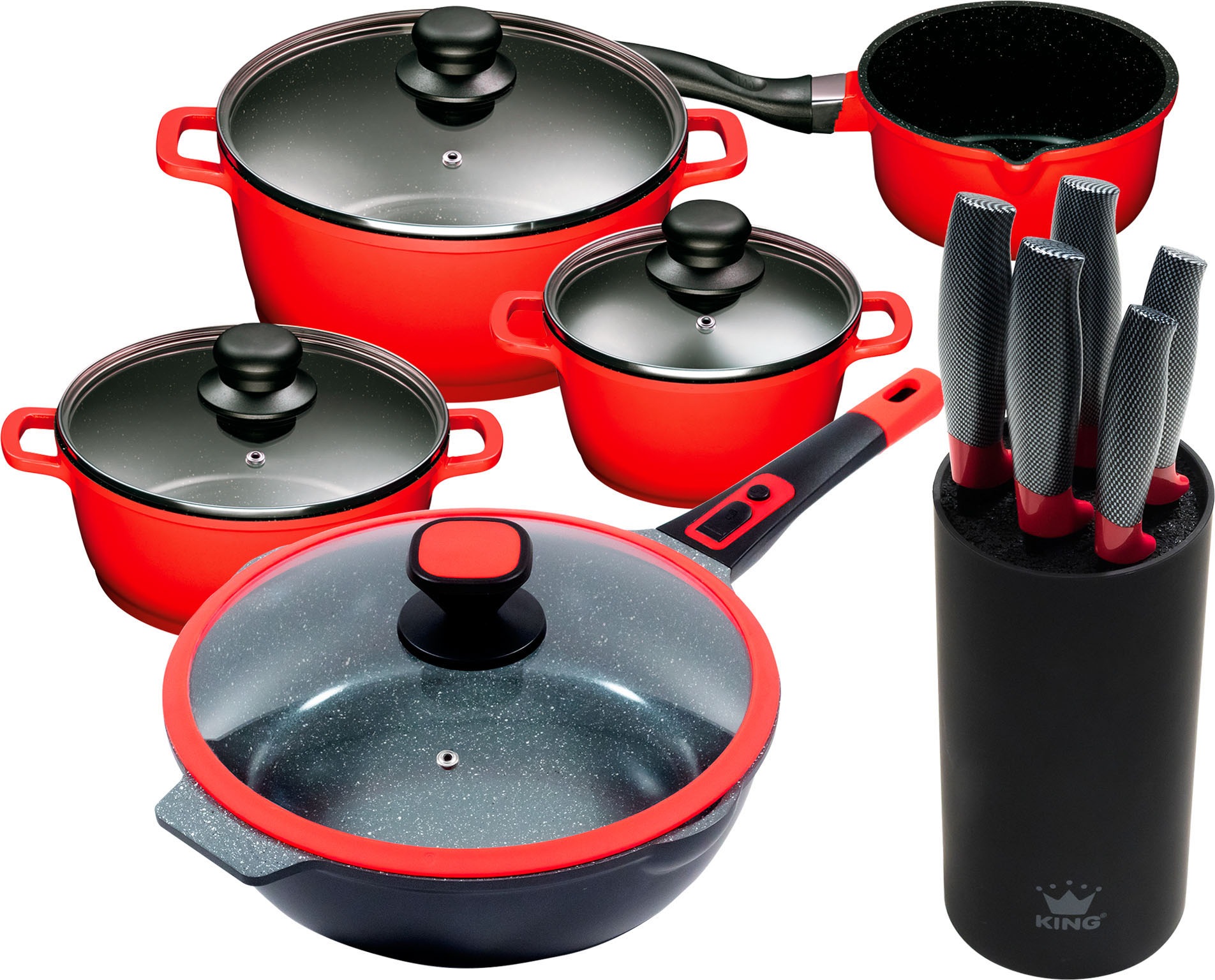 KING Topf-Set "Click-Grip" Set, 4Töpfe,3 Deckel,1 Bratpfanne + Deckel, Mess günstig online kaufen