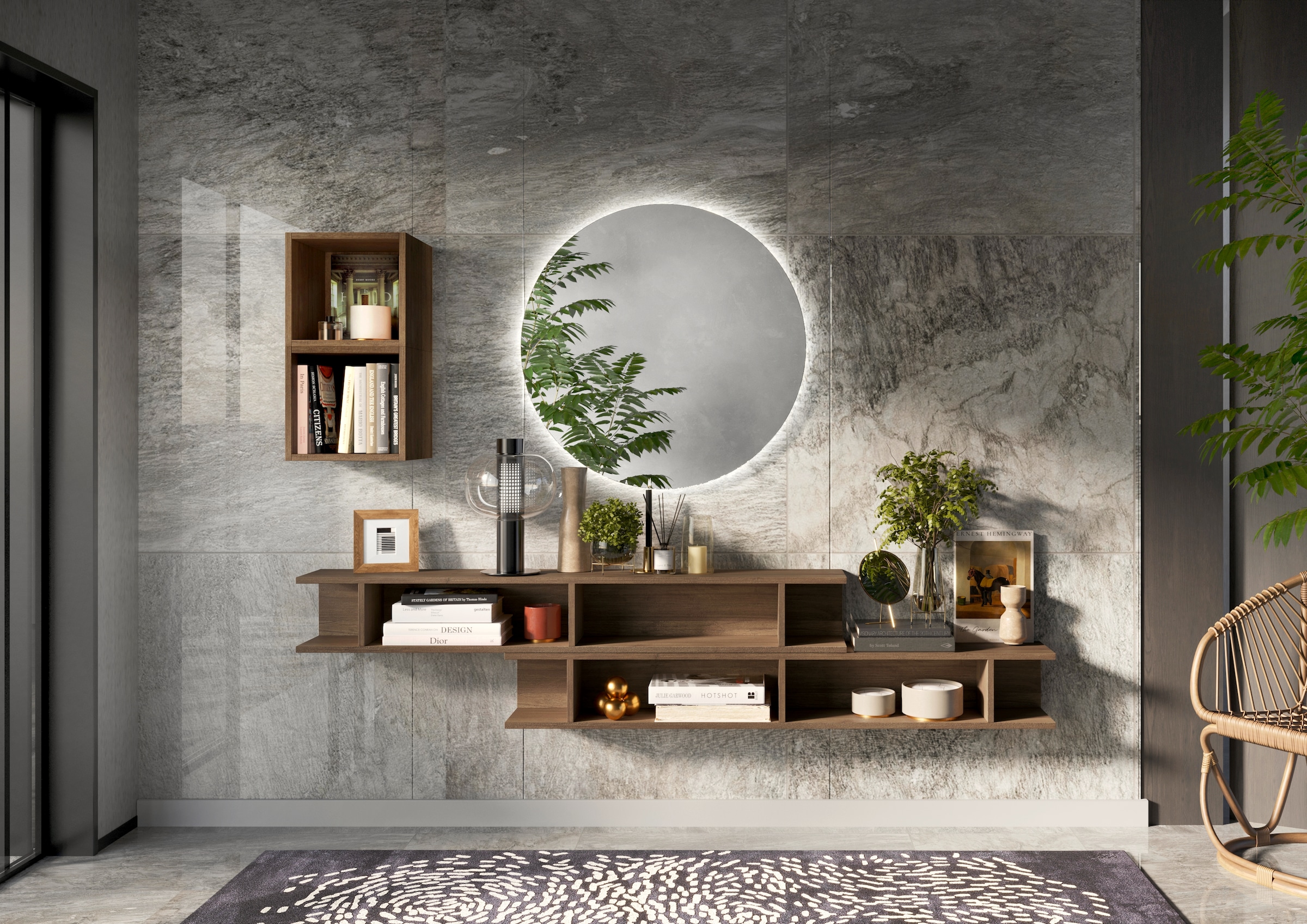 INOSIGN Garderoben-Set »INFINITY, 4tlg. Breite 170 cm, Höhe variabel, moderne Garderobe«, (Spar-Set, 4 St.), (2x Wandregal, Würfelregal 2er Set, Spiegel) ideal für Diele, Flur