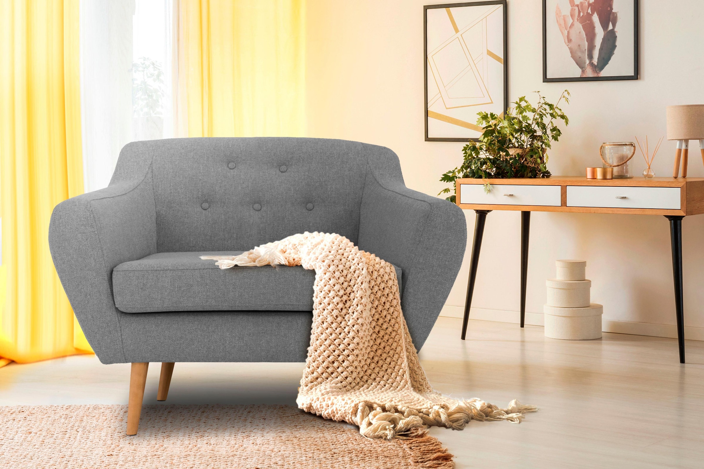 Home affaire Sessel "Renne" mit Heftung im Rücken im skandinavischem Stil günstig online kaufen