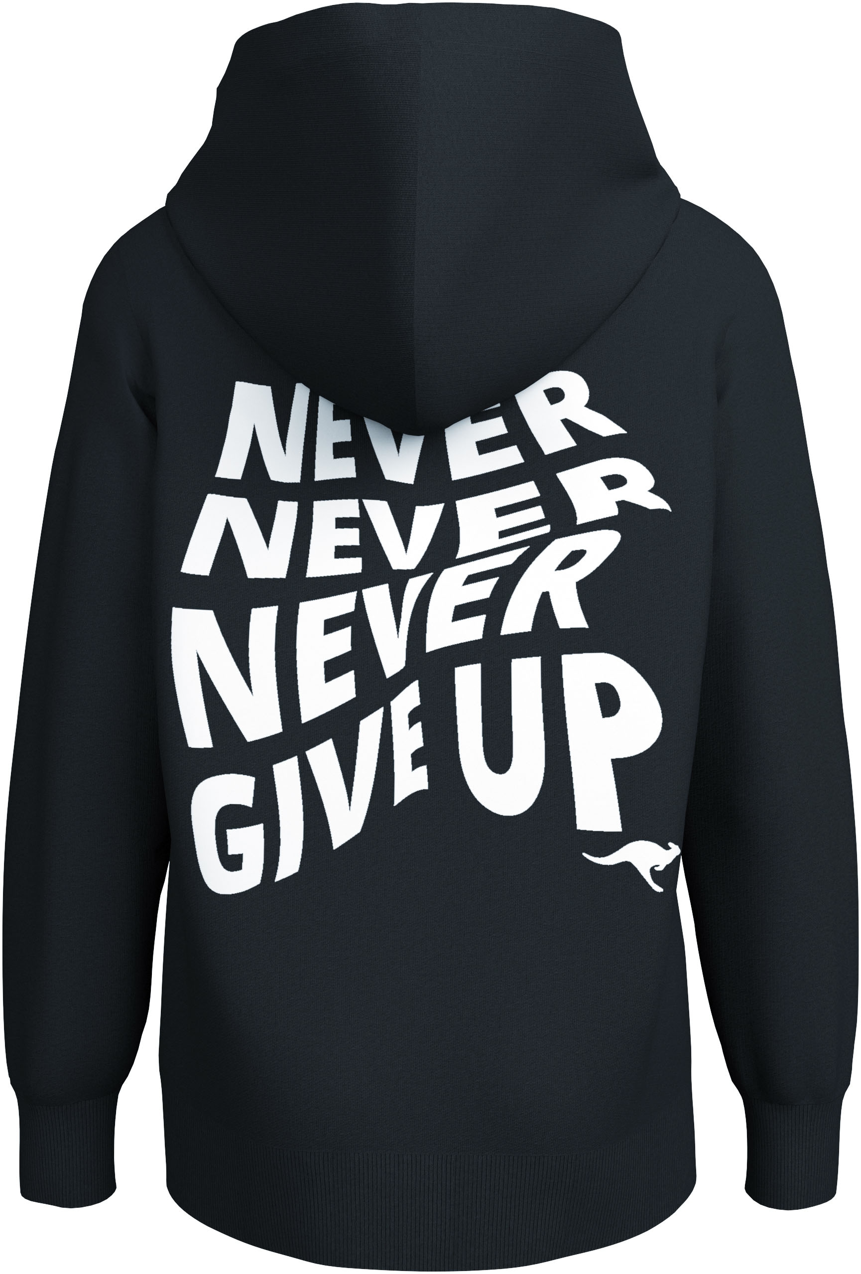 KangaROOS Kapuzensweatshirt »NEVER GIVE UP«, Sweatshirt mit großem Rückendruck