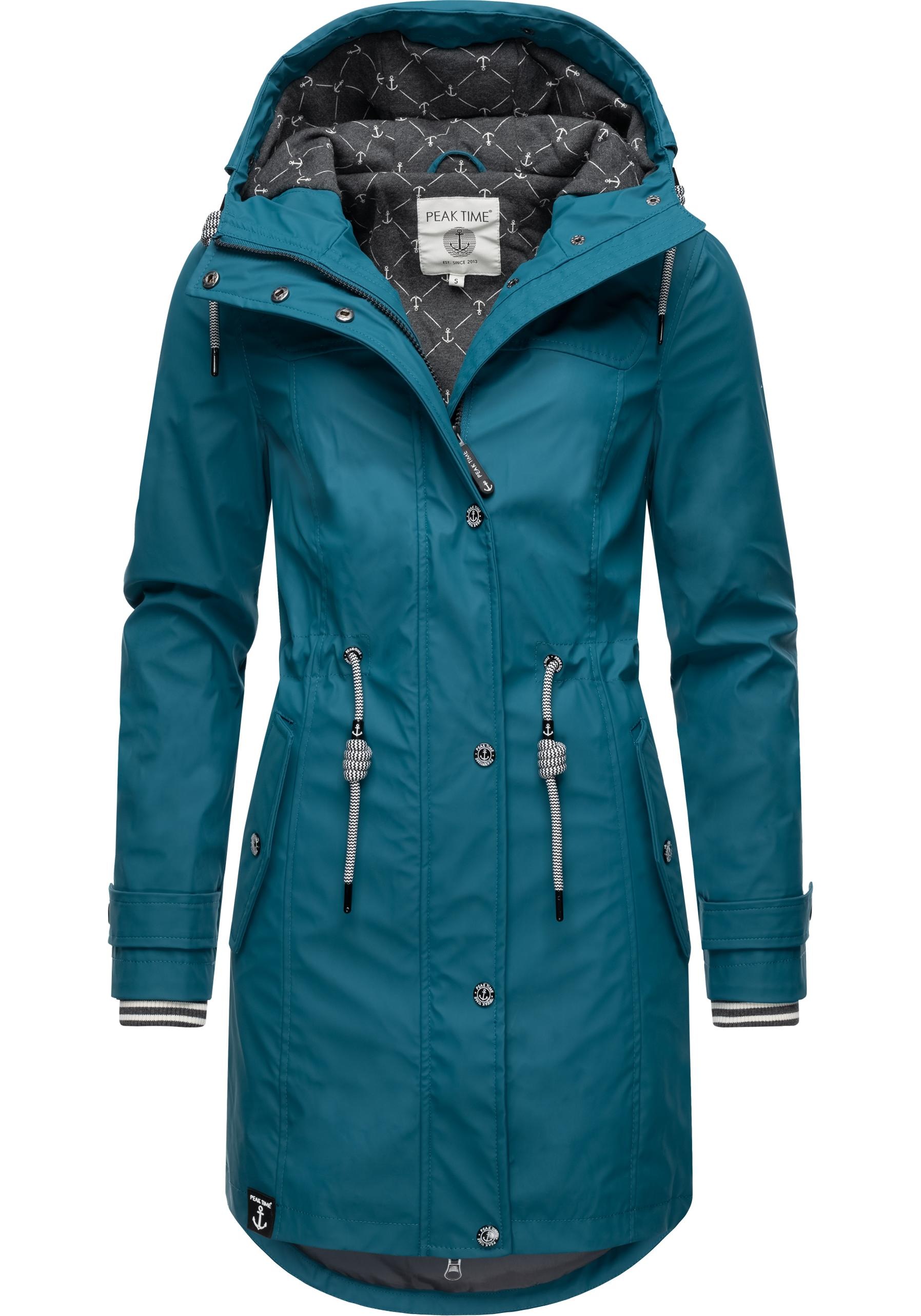 PEAK TIME Regenjacke "L60042", mit Kapuze, stylisch taillierter Regenmantel für Damen