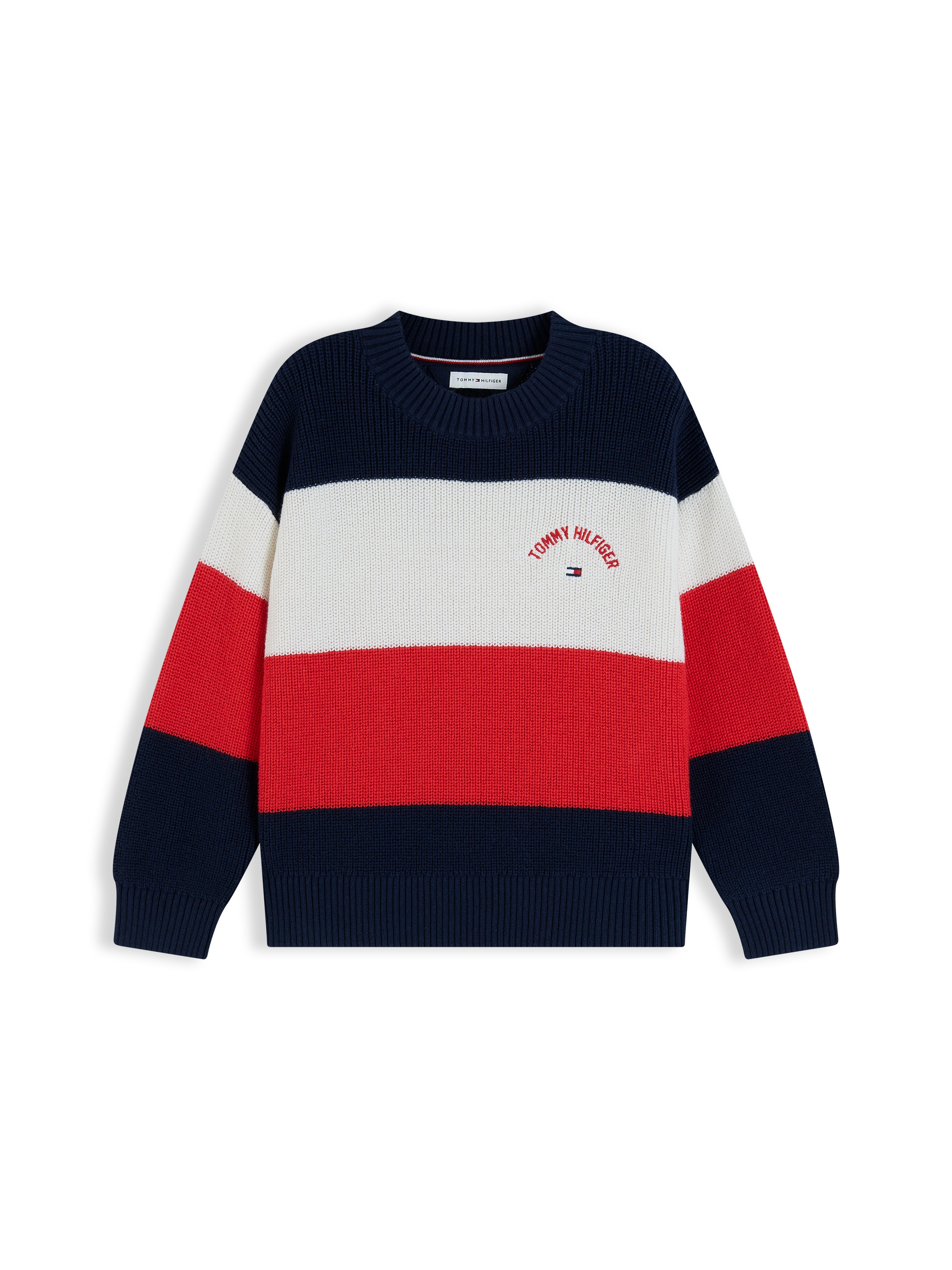 Tommy Hilfiger Strickpullover Rundhalsausschnitt, reine Baumwolle, für Kinder