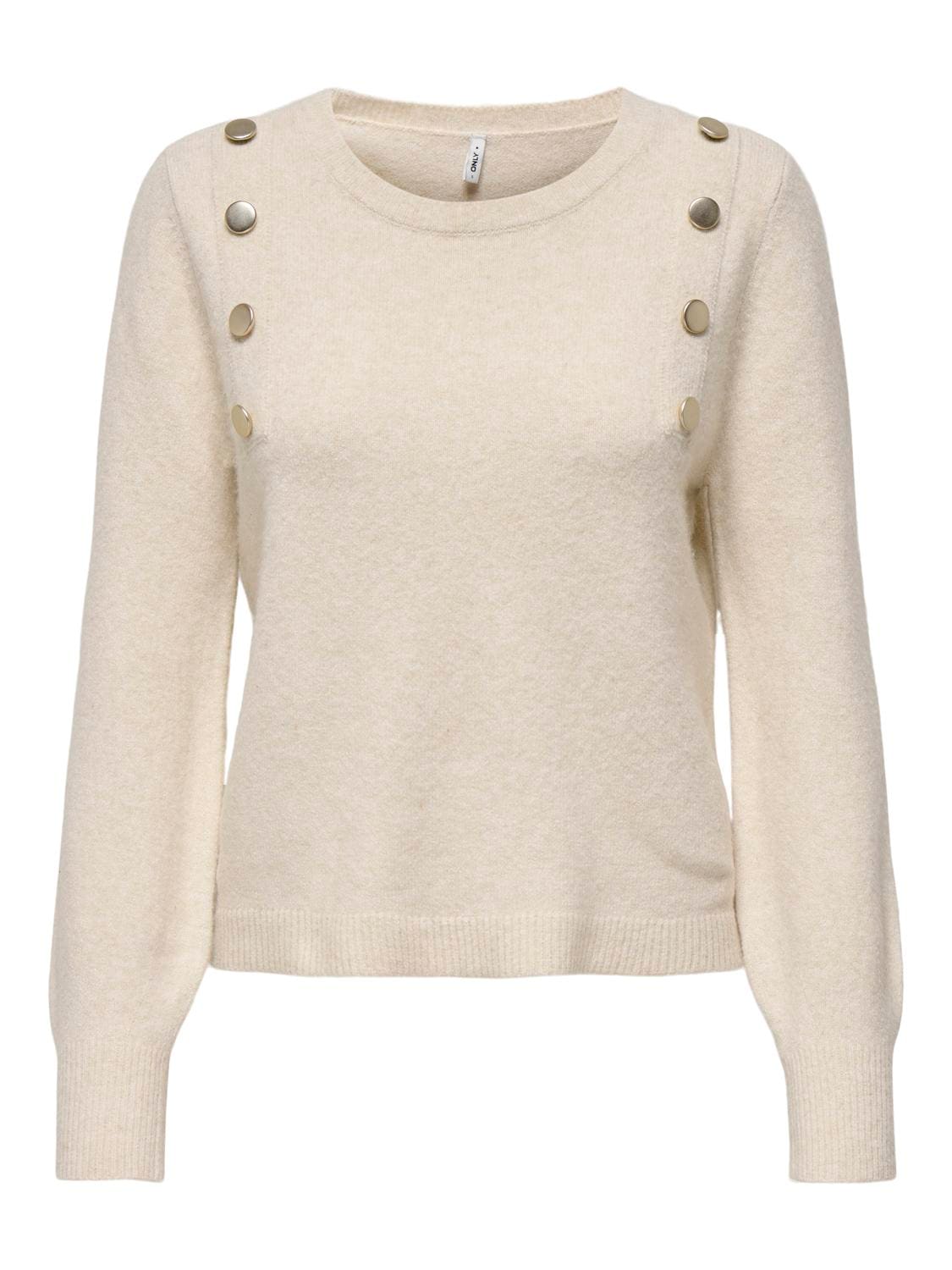 ONLY Strickpullover »ONLJEANETT LIFE LS BUTTON O-NECK CS KNT«