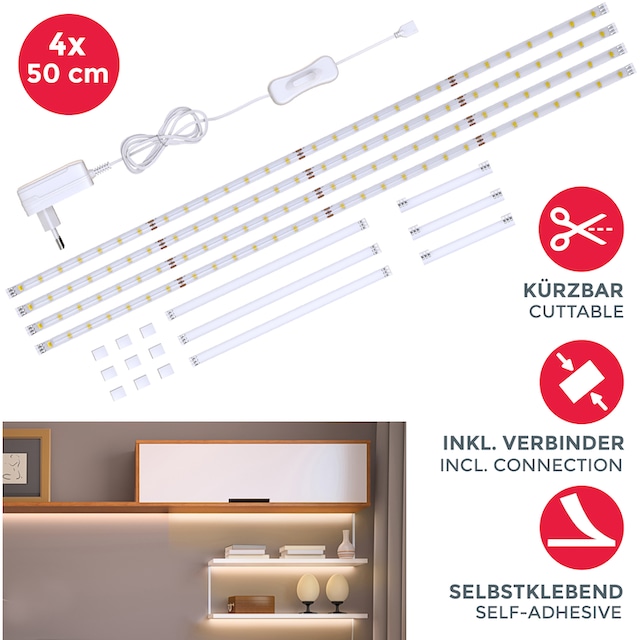 B.K.Licht LED-Streifen »Lacerta«, 2m LED Band Set 4 Streifen  Unterbauleuchte inkl. Verbinder bestellen | BAUR