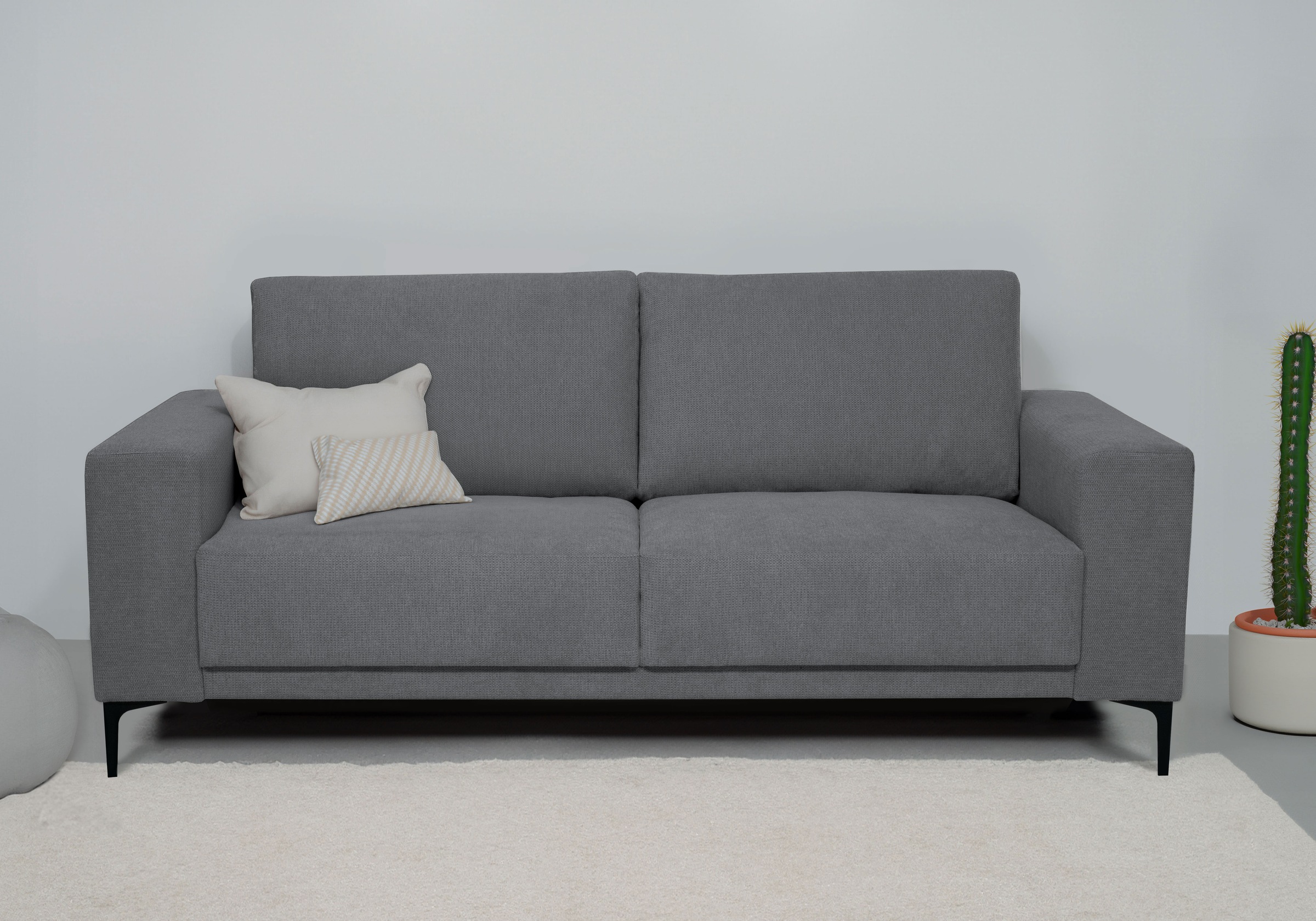 Places of Style 2-Sitzer »Xander«, Breite 164 cm, Webstoff, Soft-Touch Chenille, schwarze Metallfüßen