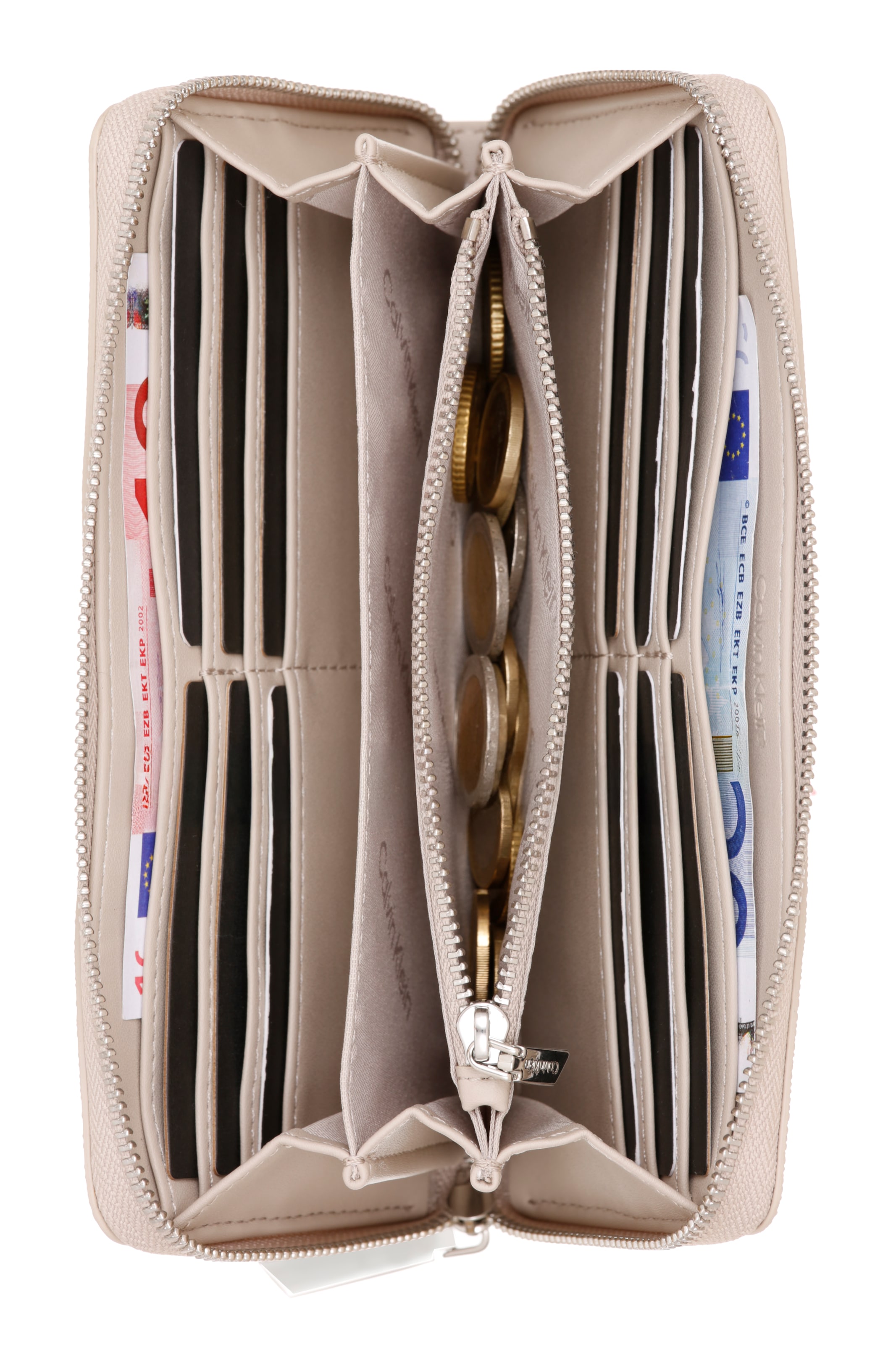 Calvin Klein Geldbörse »Ruched LONG L-ZIP«, Damen Geldbeutel, Portemonnaie mit Logo-Schriftzug