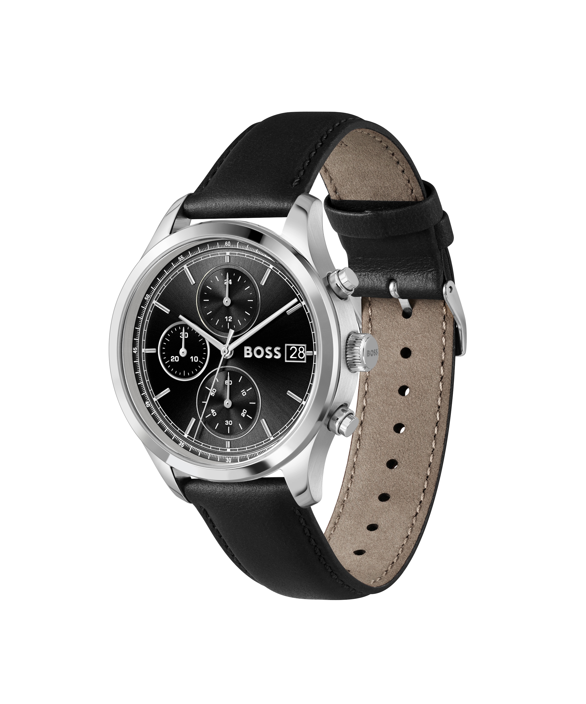 BOSS Chronograph »STRATUS« Quarzuhr, Armbanduhr, Herrenuhr, Lederarmband, analog, Tag