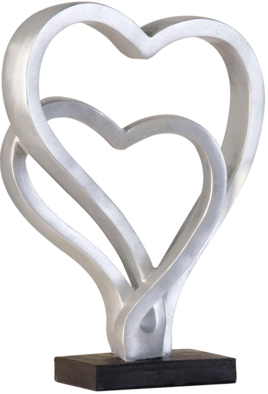 GILDE Dekoobjekt »Skulptur Hearts, antik silber«, Höhe 30 cm, Herz-Form, antikfinish, Wohnzimmer