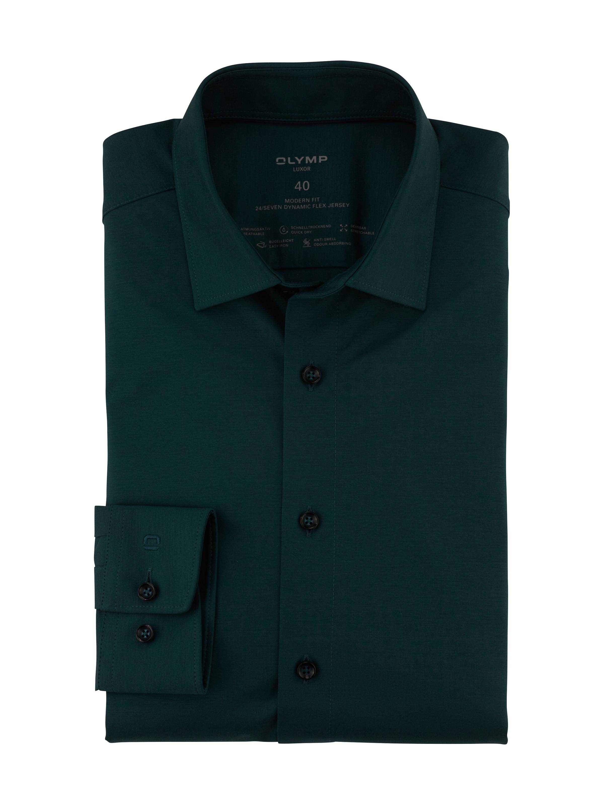 OLYMP Langarmhemd »Luxor 24/Seven modern fit Jerseyshirt«, mit geruchshemmenden Materialeigenschaften