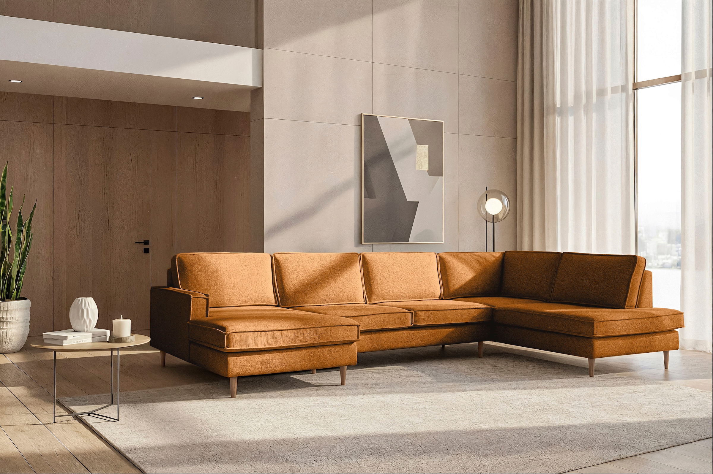 Home affaire Wohnlandschaft "Pinto Skandi, 350 cm, U-Form, XXL, mit Ottoman günstig online kaufen