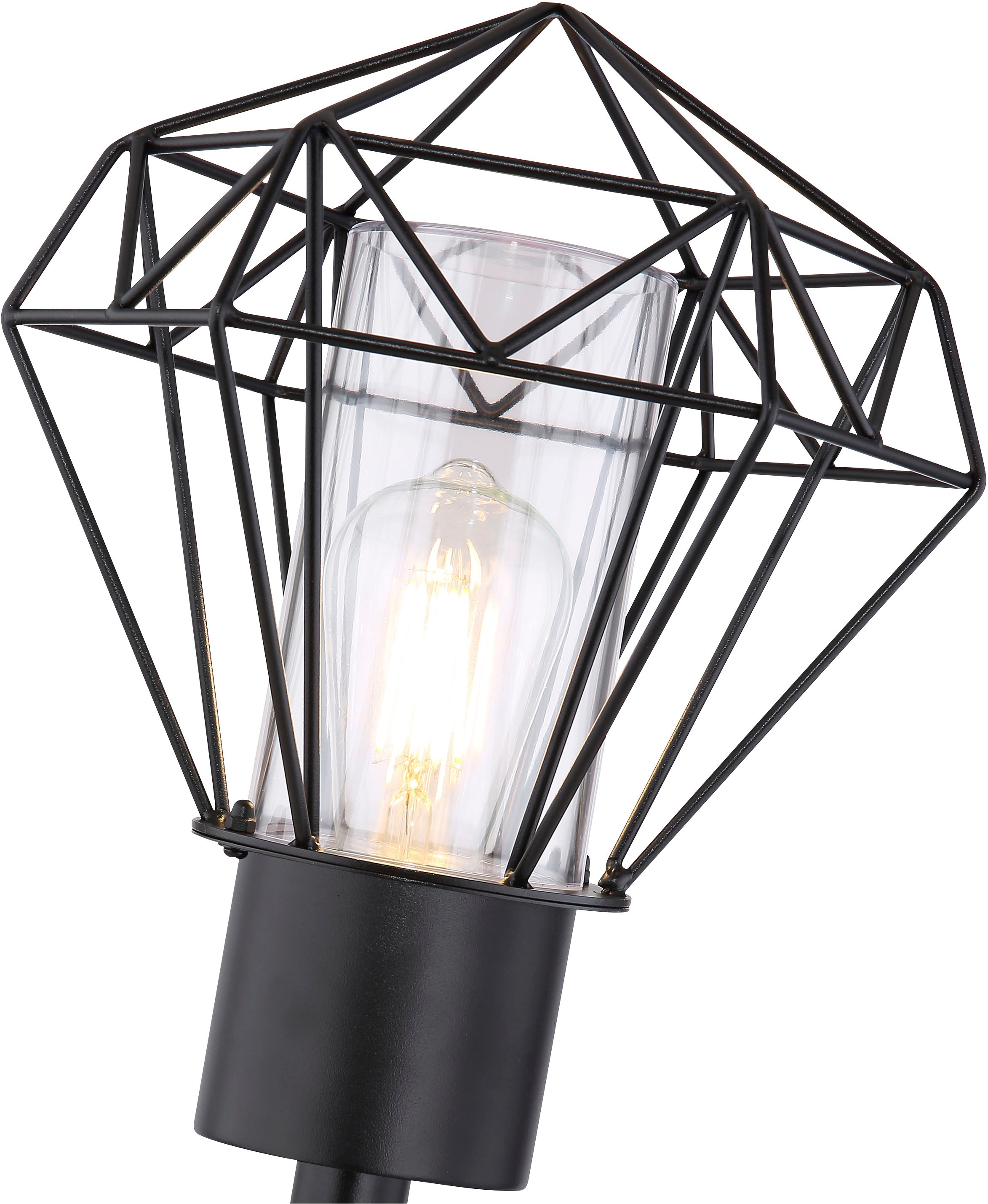 GLOBO LIGHTING Außen-Wandleuchte »HORACE« E27 1 Stk. Außenleuchte Edelstahl schwarz mit Klarglas, IP44, E27 15W