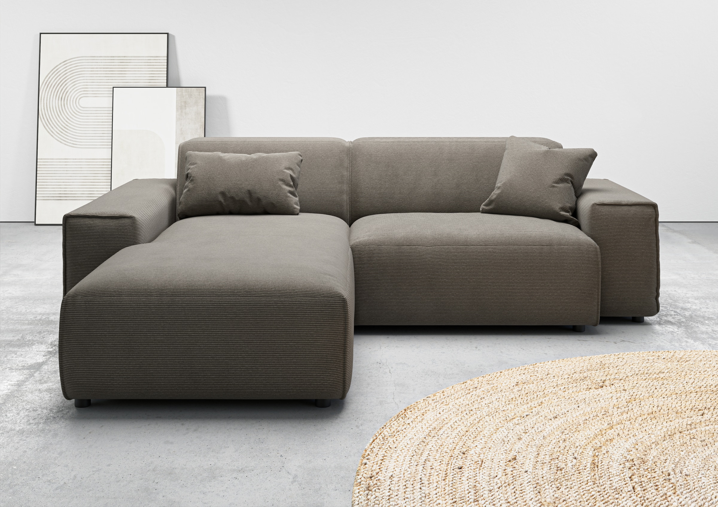 Home affaire Ecksofa "Glimminge L-Form auch in Breitcord, Feincord + Easy care-Bezug," Breite 234, Zierkissen