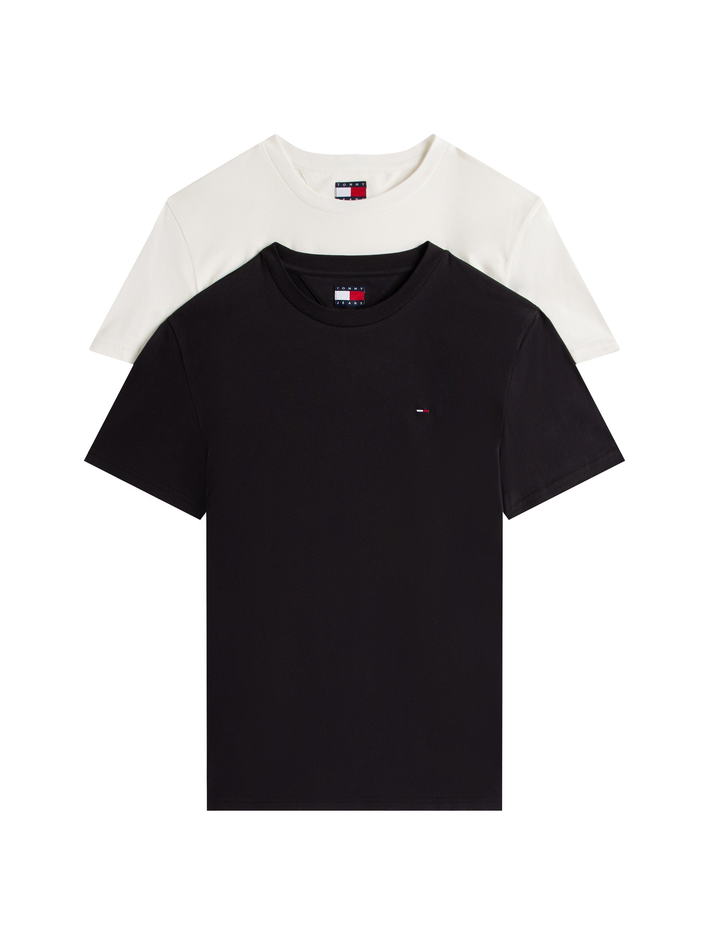 Tommy Jeans Rundhalsshirt »TJM XSLIM 2PACK JERSEY TEE EXT«, (Packung, 2er-Pack), Logostickerei, 2Pack