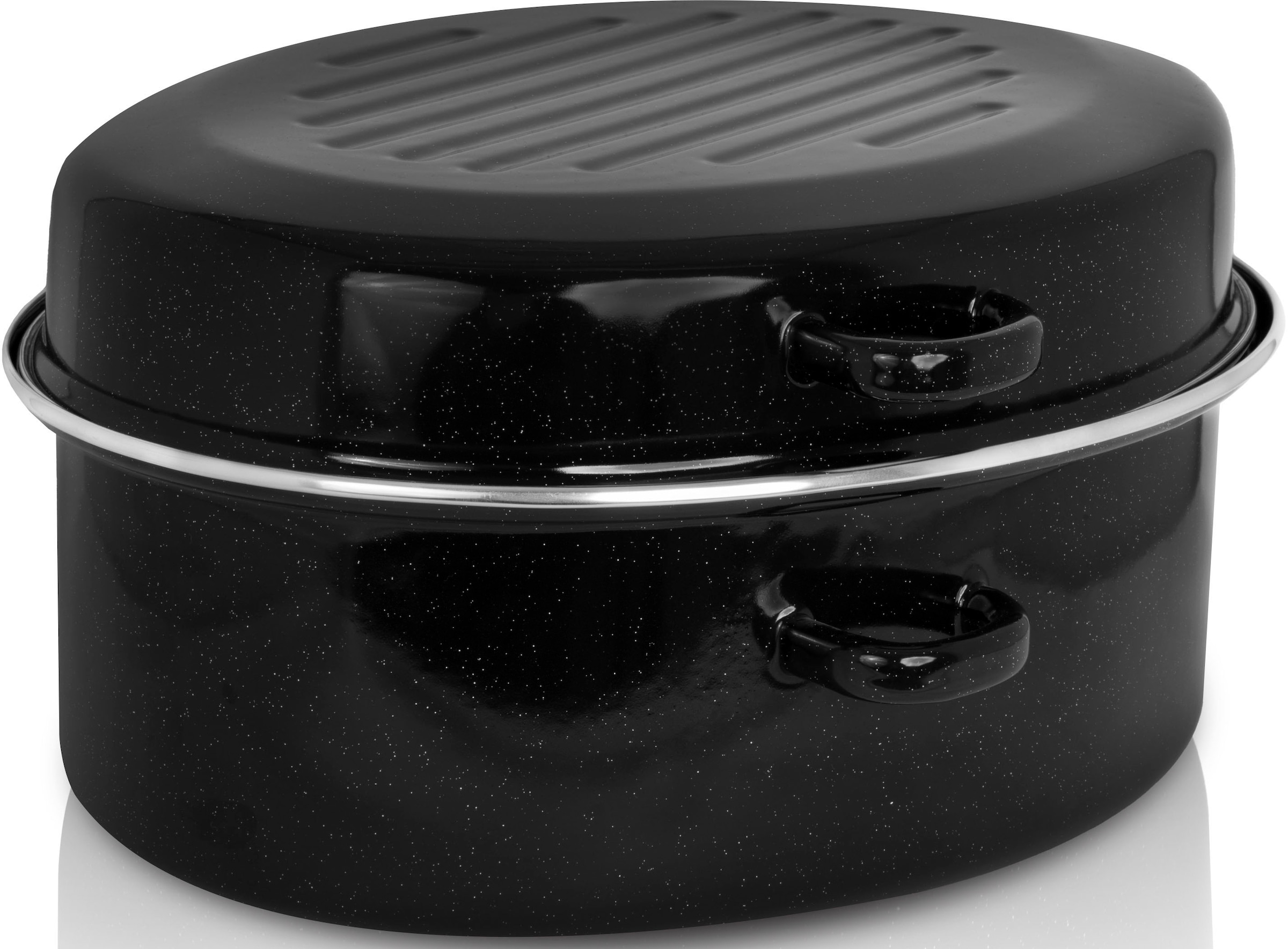 KRÜGER Bräter, 10 l + Höhe 13,5cm, schwarz, Töpfe, gesprenkelt mit Chromrand, 42 cm, Induktion