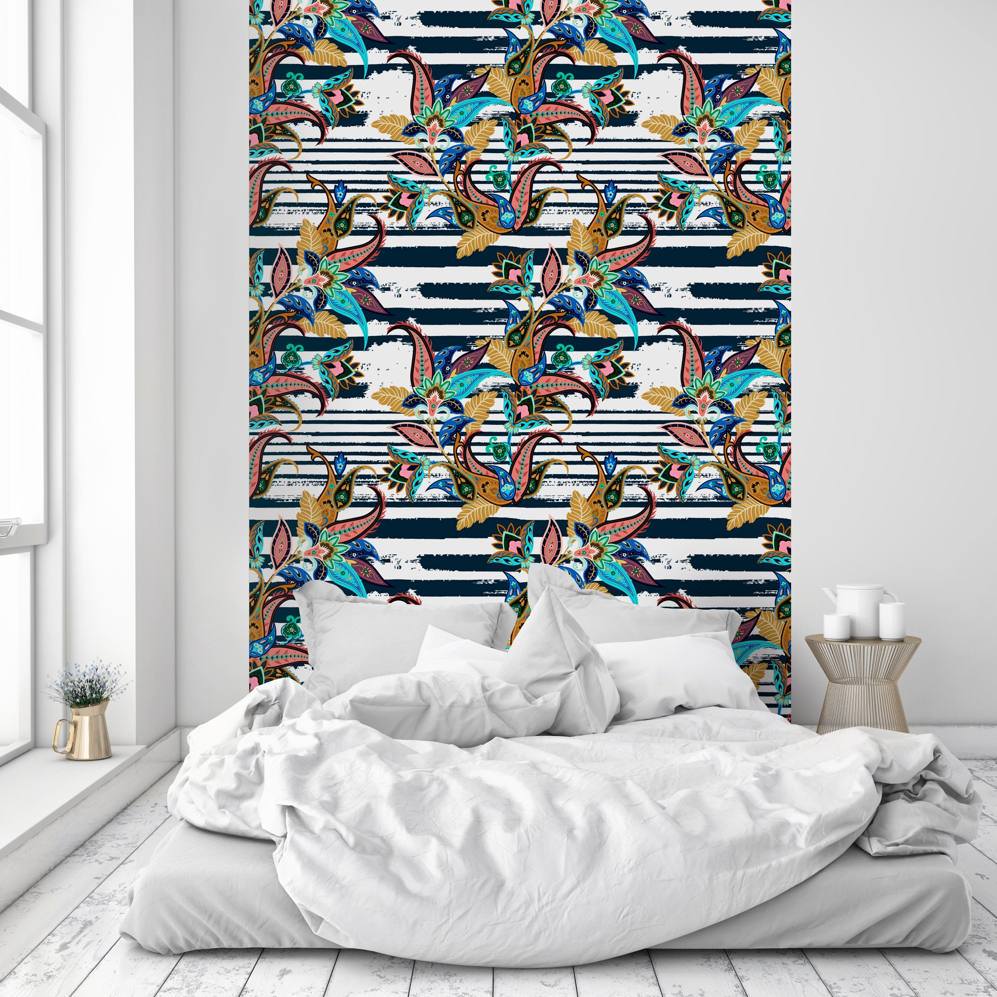 queence Vinyltapete »Junah« Motiv | bedruckt | botanisch | geblümt | gemustert | natürlich glatt 90x250cm, selbstklebend, kinderleichte Anbringung, , Sticker