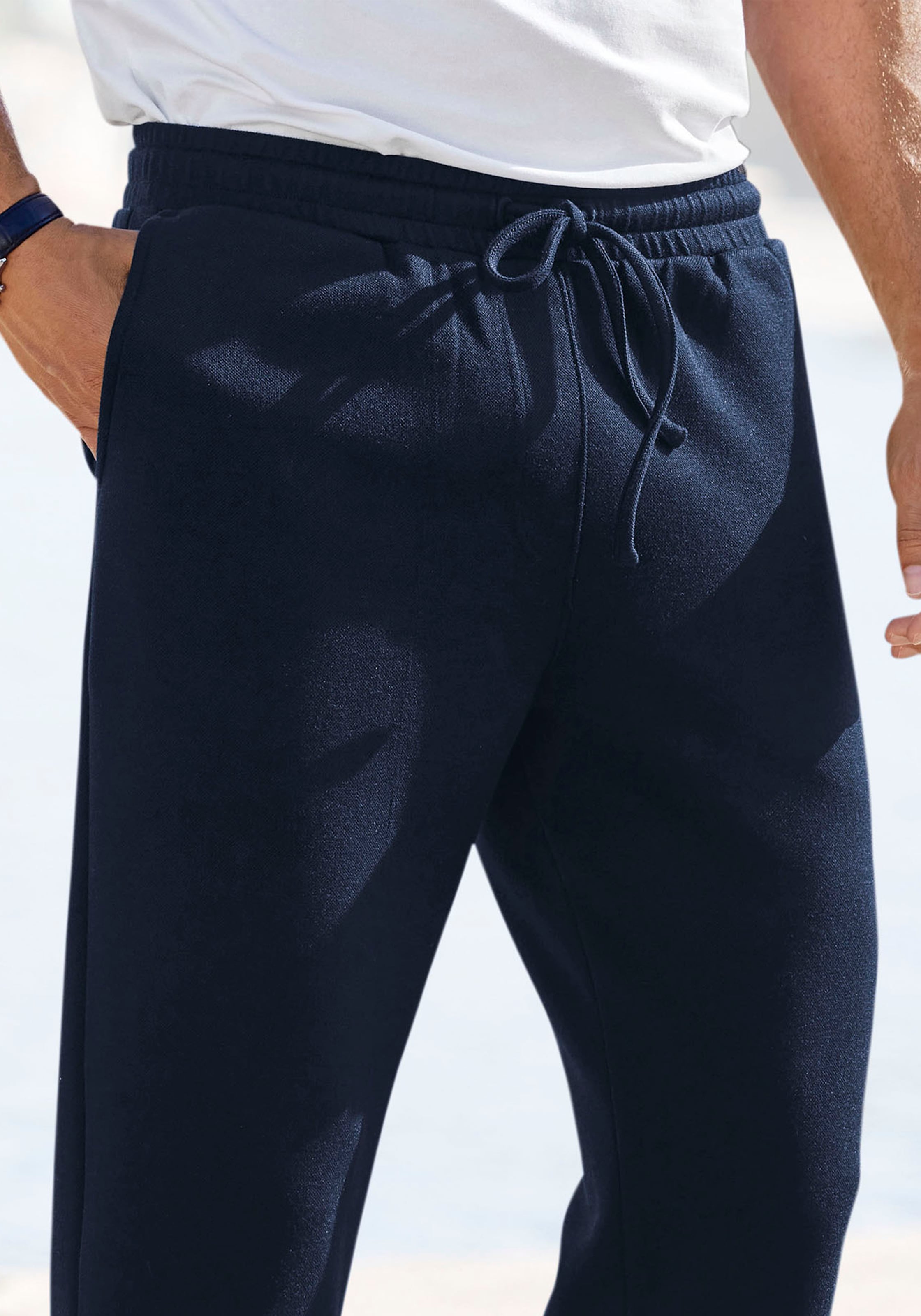 John Devin Jogger Pants »Jogg Pants«, Umschlag am Beinabschluss, aus elastischer Piqué-Qualität