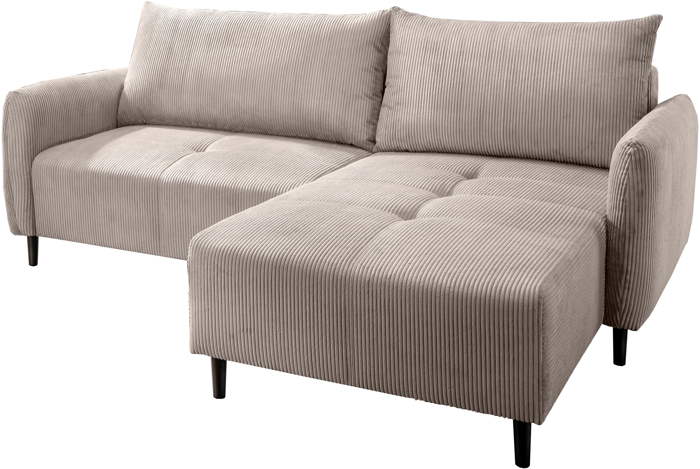 INOSIGN Ecksofa »Mara, L-Form, aktueller Cord Bezug und tolle Farben, schmale Armlehnen«, whlw. mit Bettfunktion,Recamiere links/rechts montierbar, Breite 238cm
