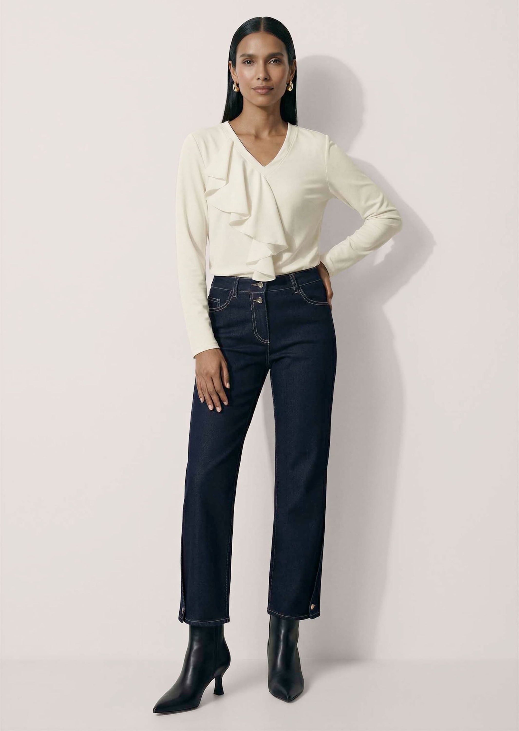 MADELEINE Regular-fit-Jeans »Jeans Gerade Jeans mit geknöpftem Saum«