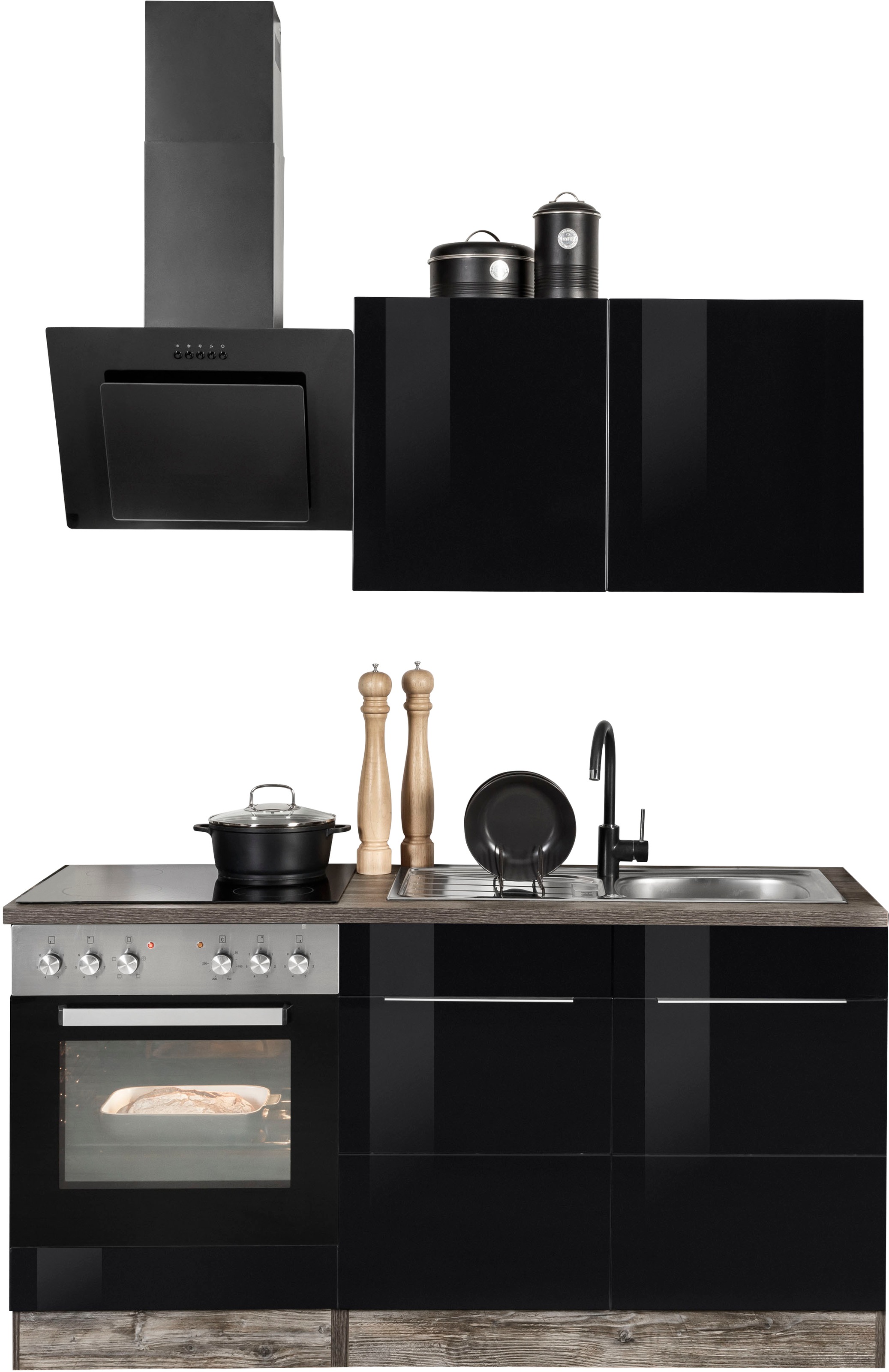 KOCHSTATION Küchenzeile "KS-Brindisi" Breite 210 cm, wahlweise mit E-Geräten, mit MDF-Fronten