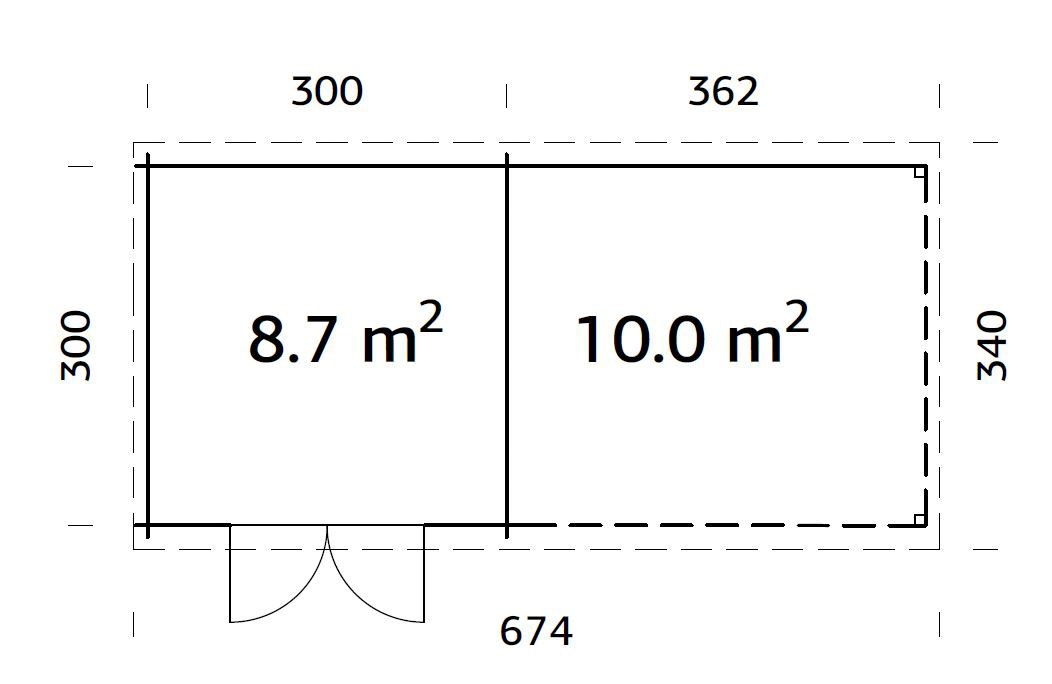 Palmako Gartenhaus »Ella« 8,7+10,0 m², mit Anbaudach