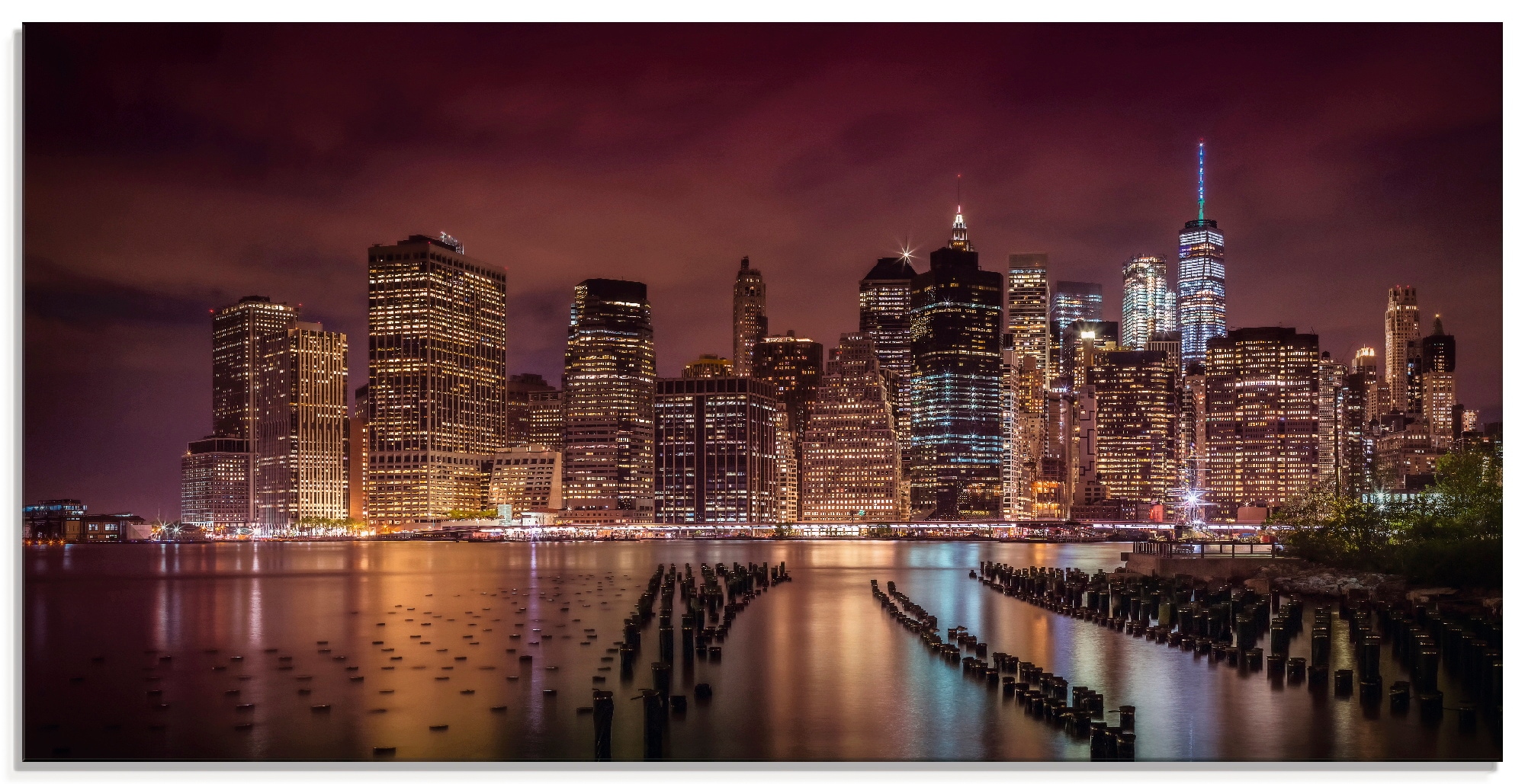 Artland Glasbild "New York City Impression bei Nacht I", Amerika, (1 St.), in verschiedenen Größen