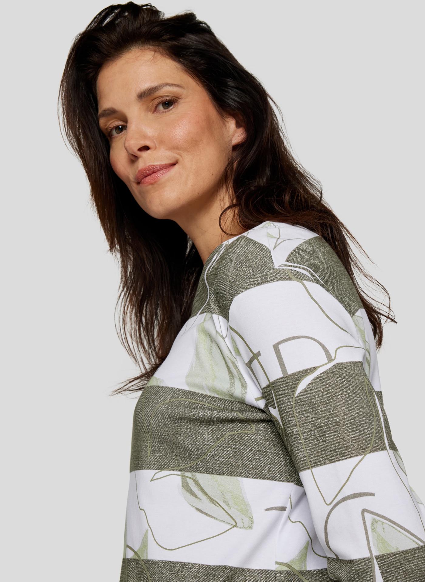 Rabe Print-Shirt »Rabe Stylisches Shirt mit Blockstreifen und Blatt-Print«