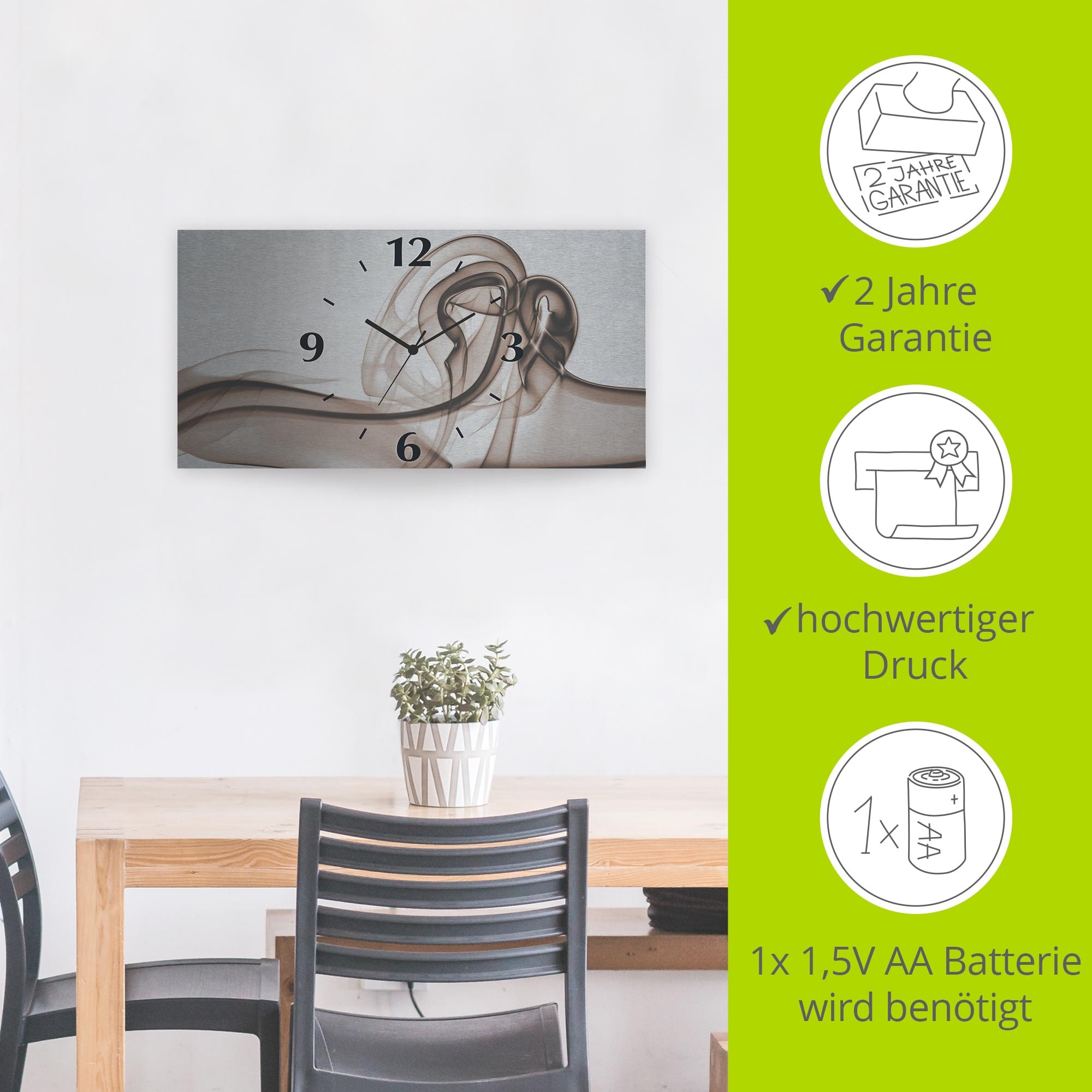 Artland Wanduhr »Aufeinandertreffen Hintergrund- braun« 3D Optik gebogen, mit Quarz- oder Funkuhrwerk, versch. Größen