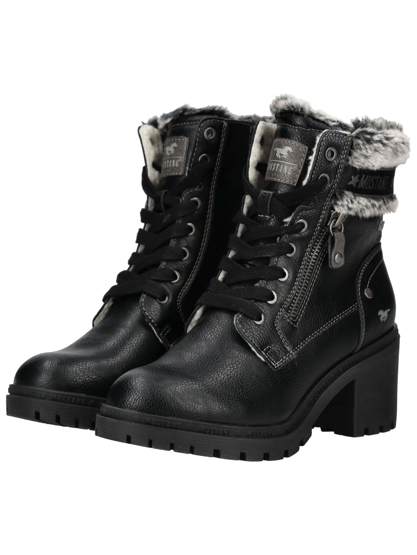 High-Heel-Stiefelette MUSTANG SHOES "Mustang Shoes Stiefelette Lederimitat/Textil", Damen, Gr. 36, schwarz, Lederimitat, Textil, Schuhe 3