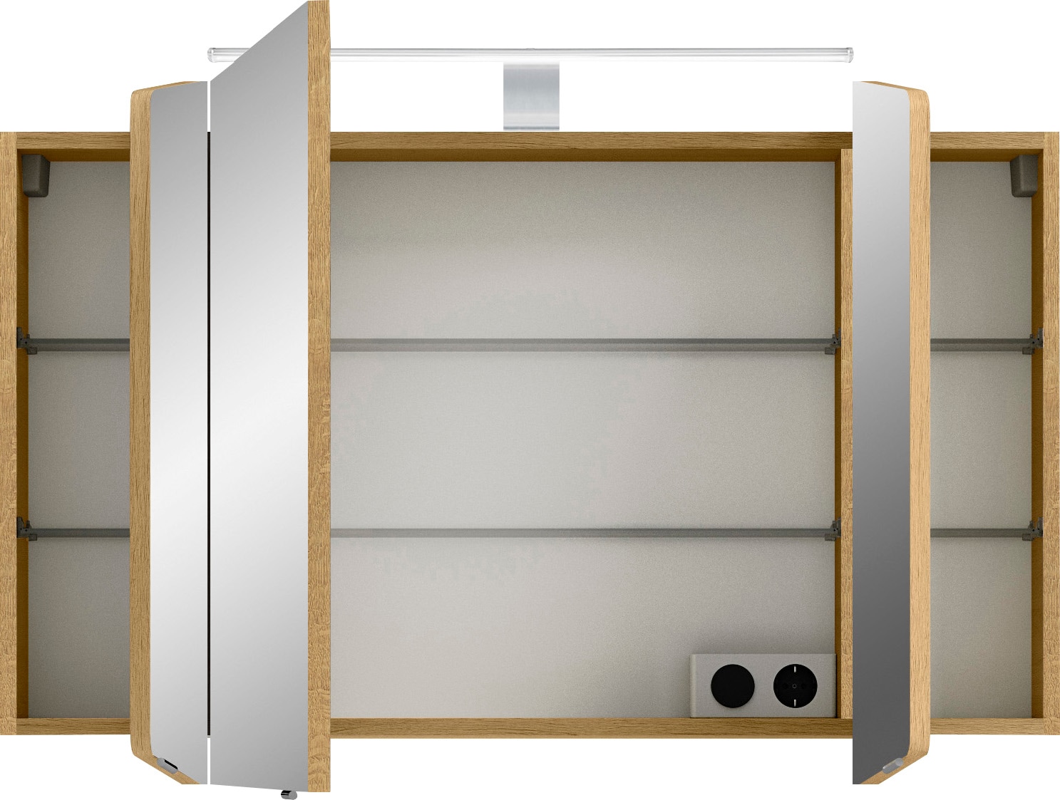 Saphir Badmöbel-Set »Cassca Sprint 3-teilig Mineralmarmor-Waschtisch mit LED-Spiegelschrank«, (4 St.), Midischrank, inkl. Türdämpfer, 4 Türen, 4 Schubladen