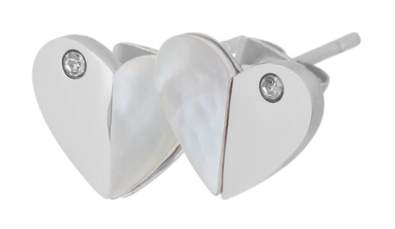 Adelia´s Paar Ohrhänger »Damen Ohrstecker aus poliertem Edelstahl mit Herz und Strass«