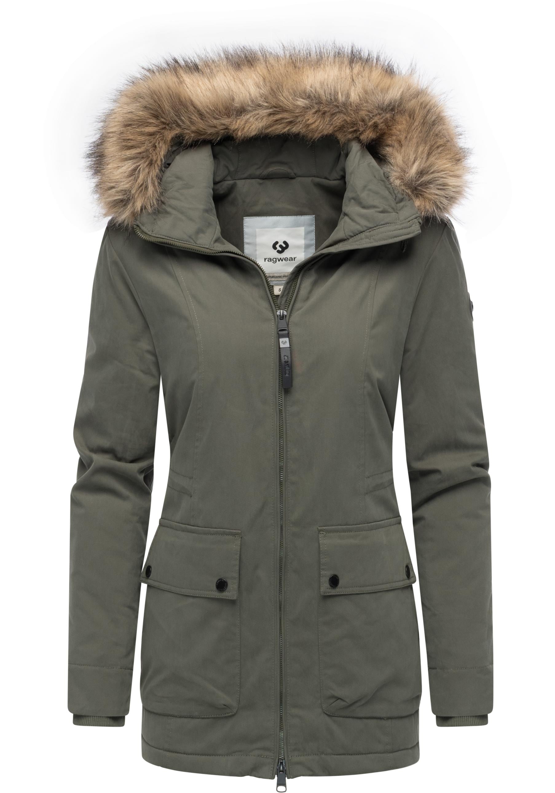 Ragwear Kurzmantel »Monadetta Warm«, Kurzer Wintermantel mit Kunstfellbesatz