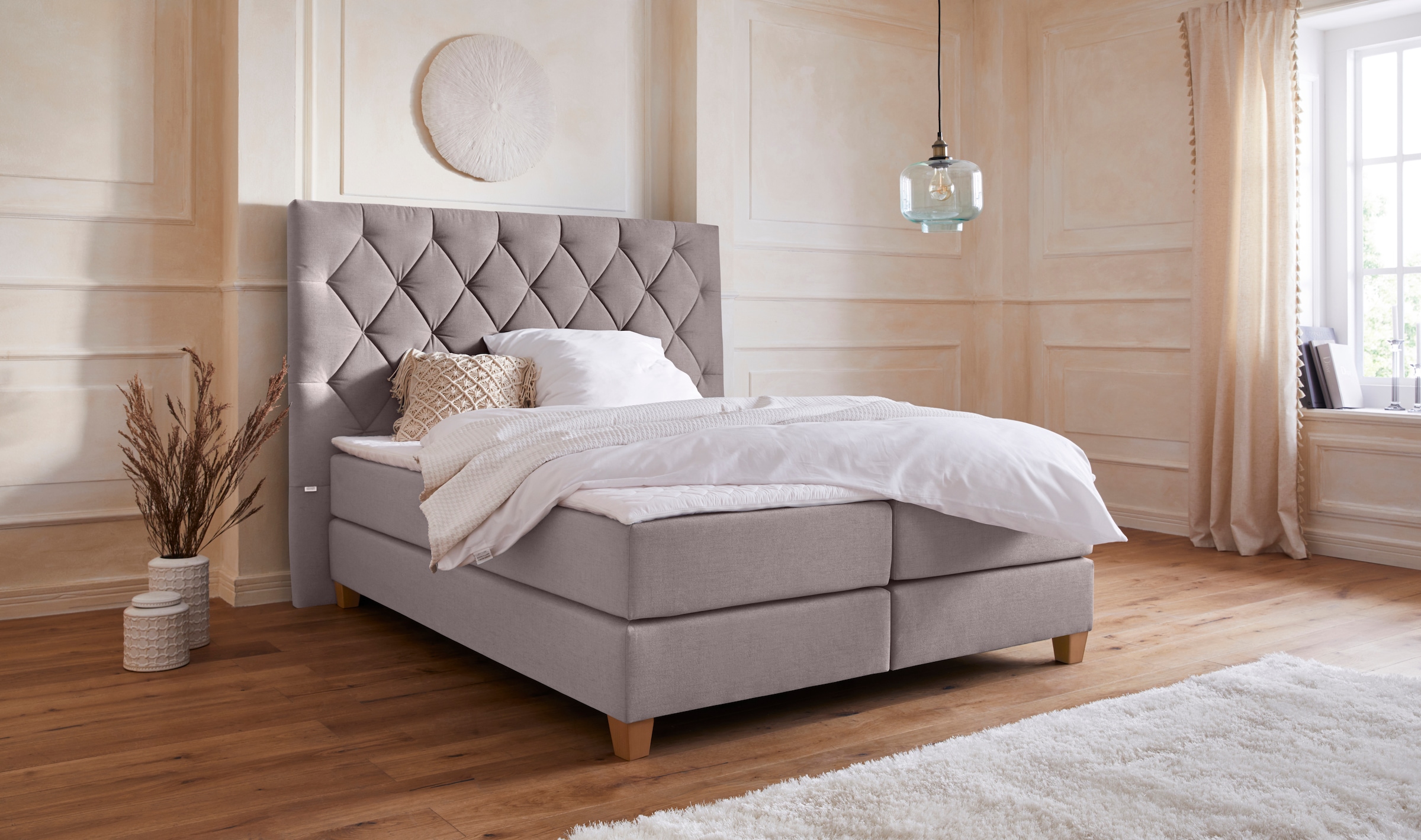 Home affaire Boxspringbett "Harmones hoch", in 3 Breiten, Härtegrad auch im günstig online kaufen