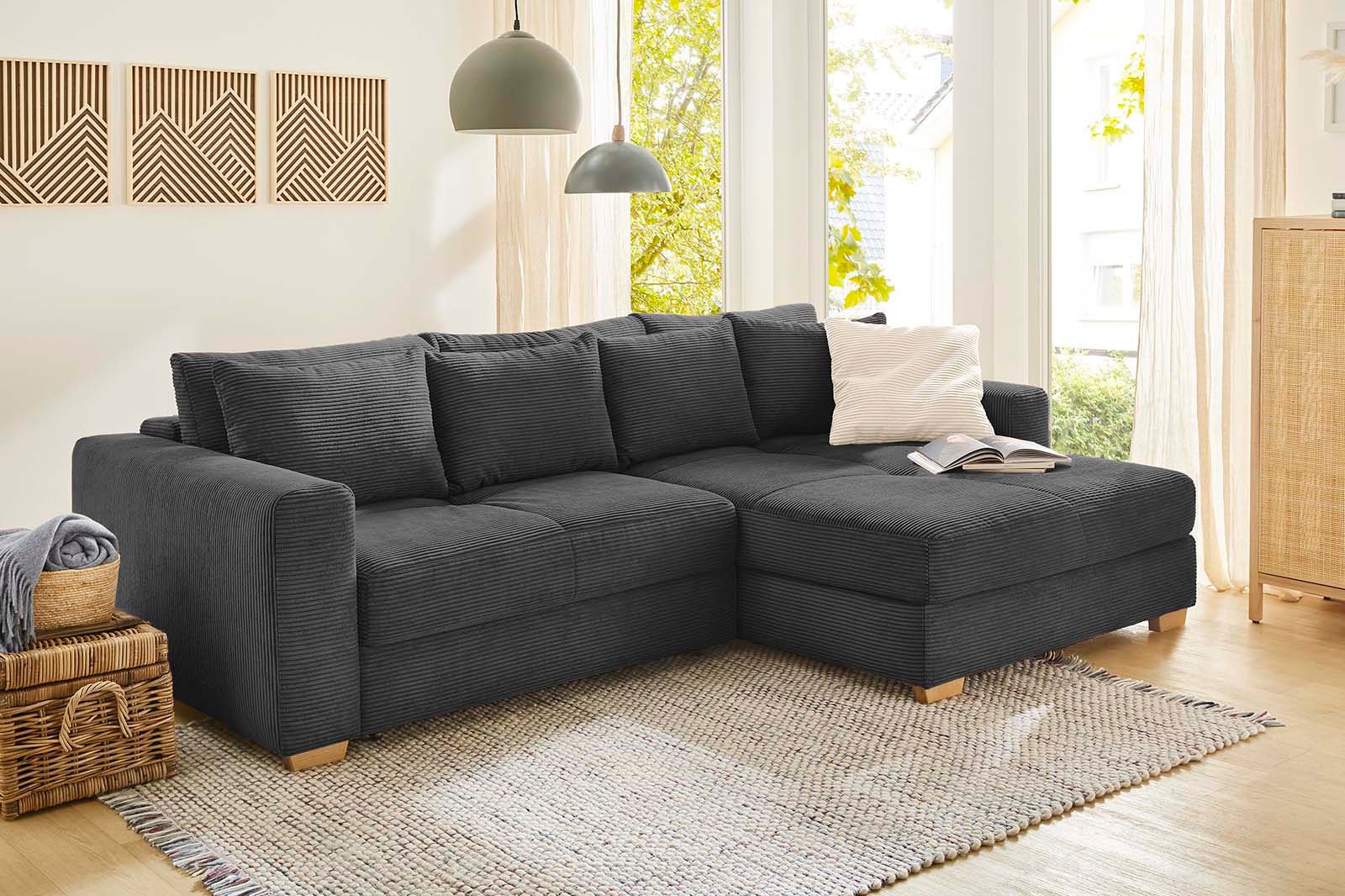 Jockenhöfer Gruppe "Kampen L-Form, B: 288 cm, Liegefl. 153x245 cm" mit Schlaffunktion, Bettkasten & Zierkissen, Federkern