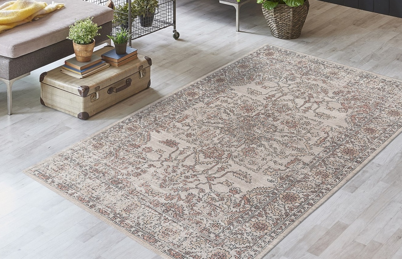 Teppich KAYOOM "Percy 300", beige, B:80cm H:13mm L:150cm, Baumwolle, Teppiche, Teppich