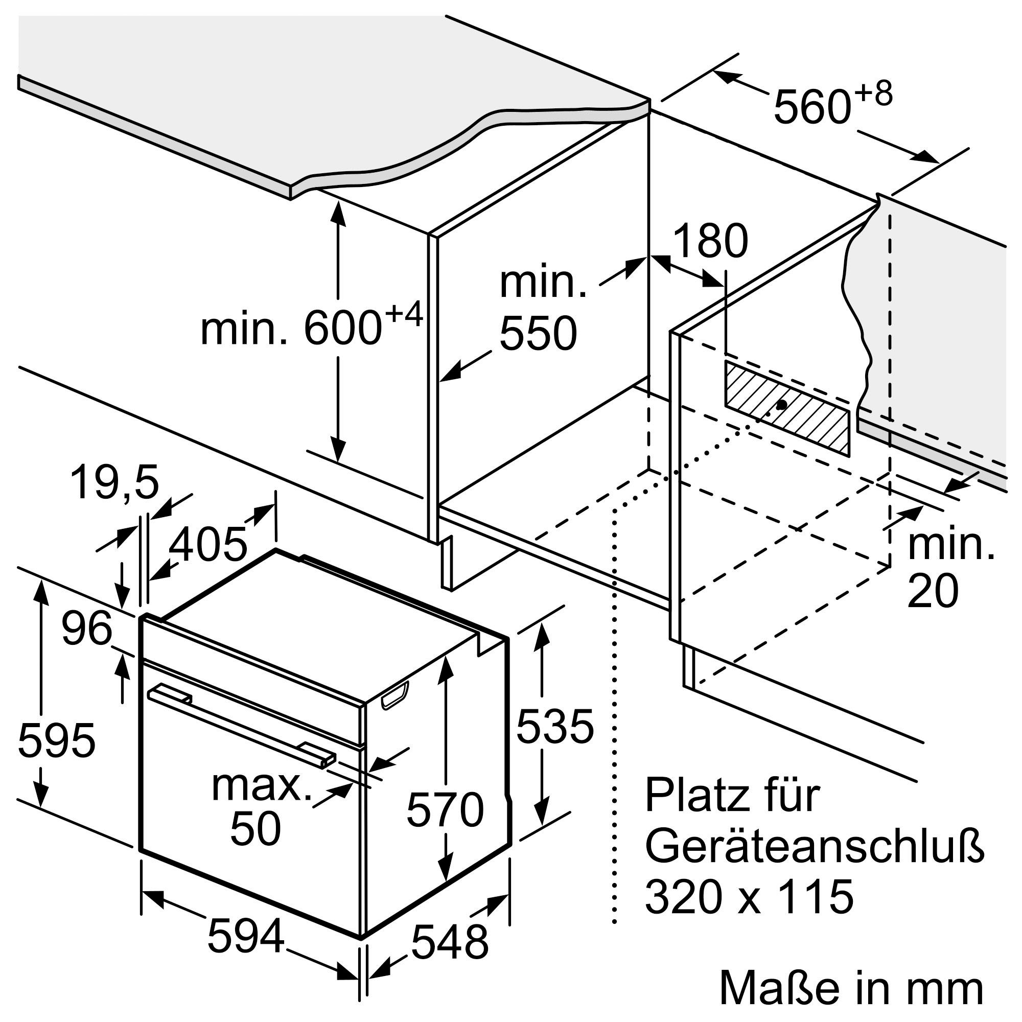 BOSCH Einbaubackofen Serie 4 »HBA514BB3«, mit Teleskopauszug nachrüstbar, Hydrolyse