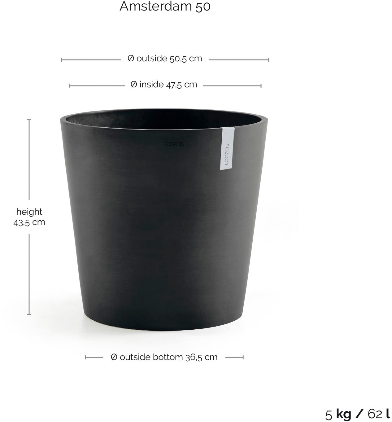 ECOPOTS Blumentopf »Amsterdam« ØxH: 50x43,8 cm