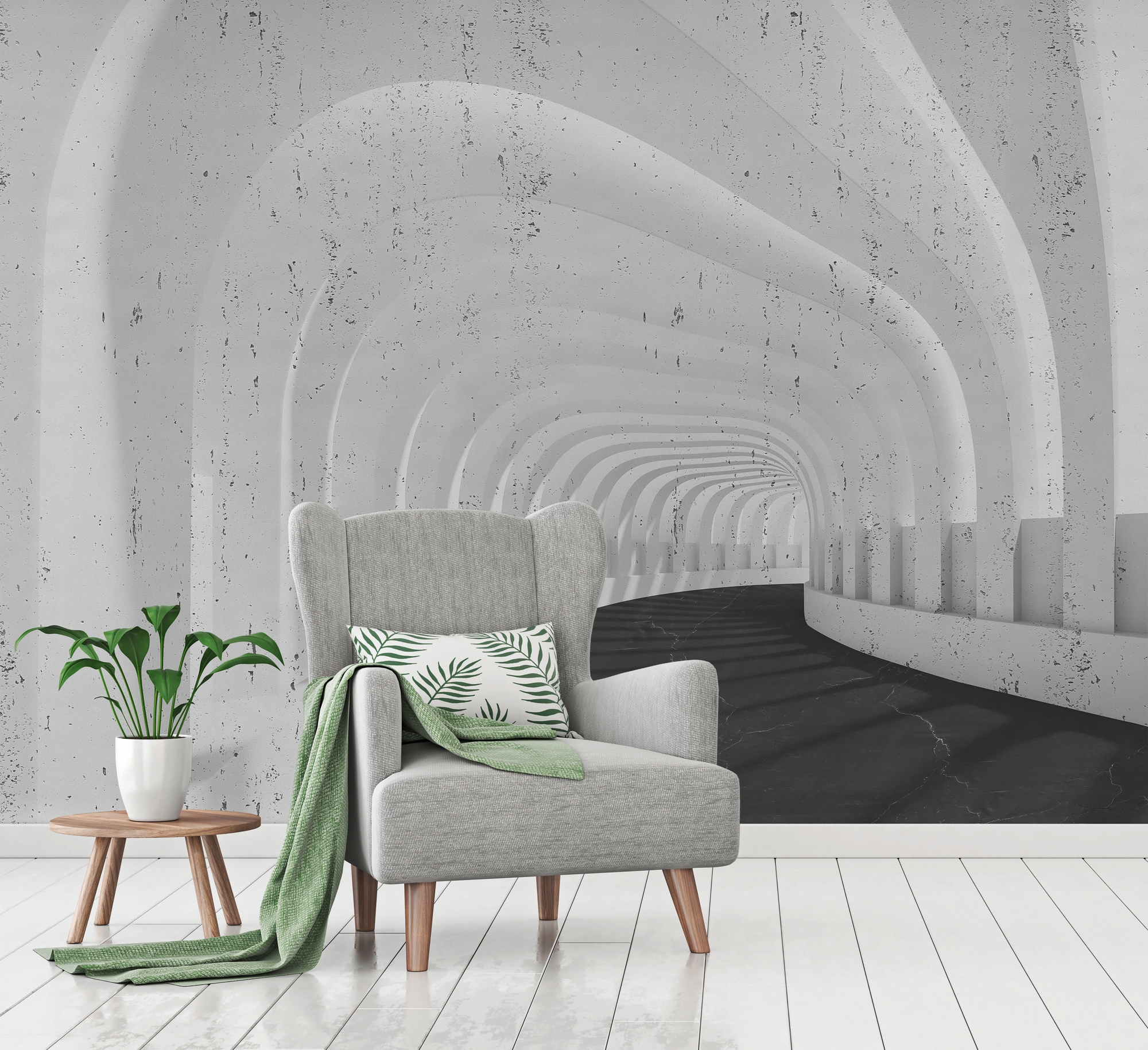 A.S. Création Vliestapete "Fototapete Architektur Tunneloptik Grau" matt strukturiert
