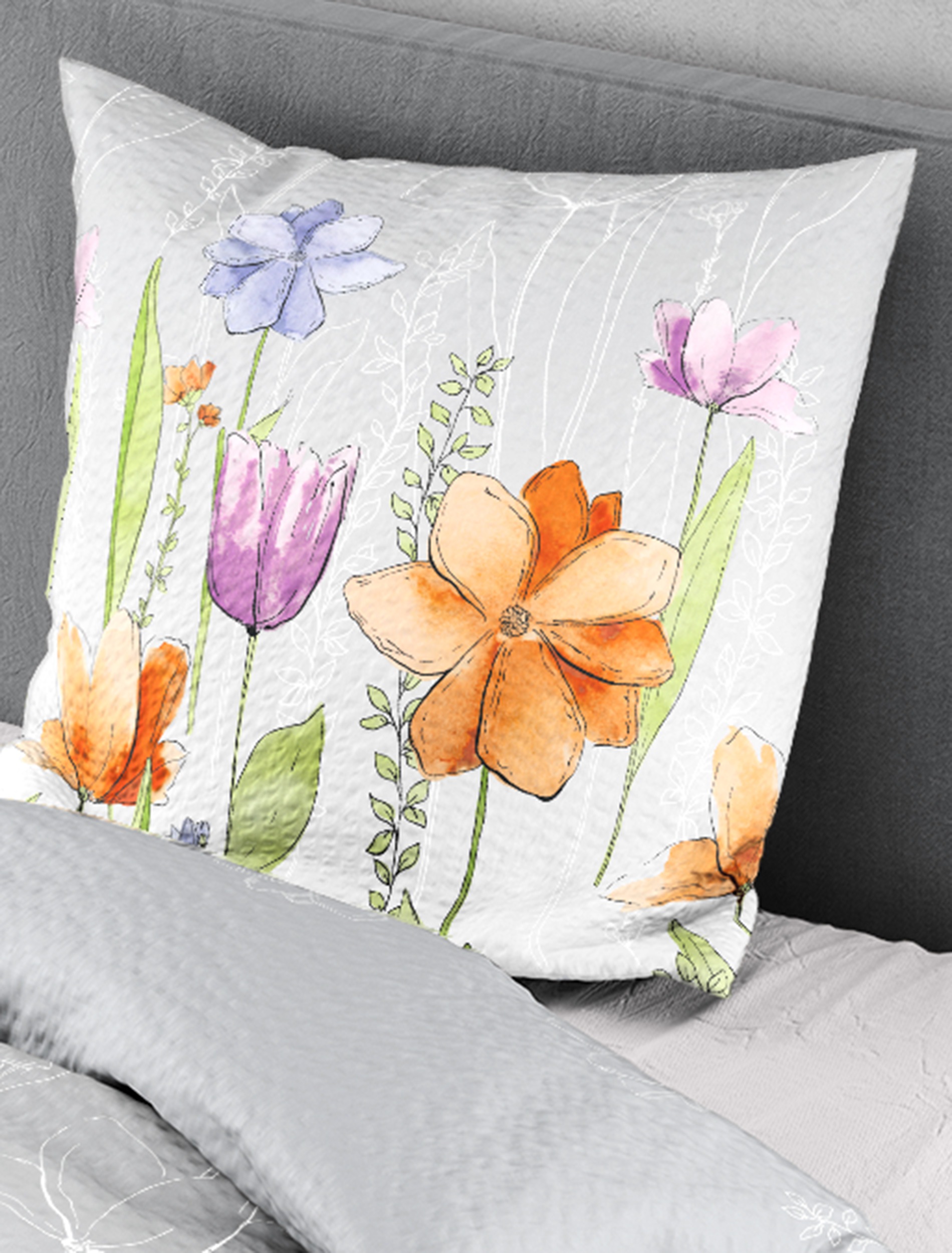 Thumbnail - BIERBAUM Bettwäsche "3155" 2 Stk. Seersucker, 100 % Baumwolle, pflegeleicht, bügelfrei