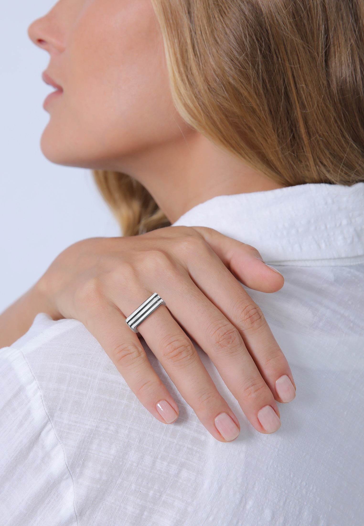 Elli Premium Partnerring »Ring Siegelring Rechteck Trend Form 925 Silber«