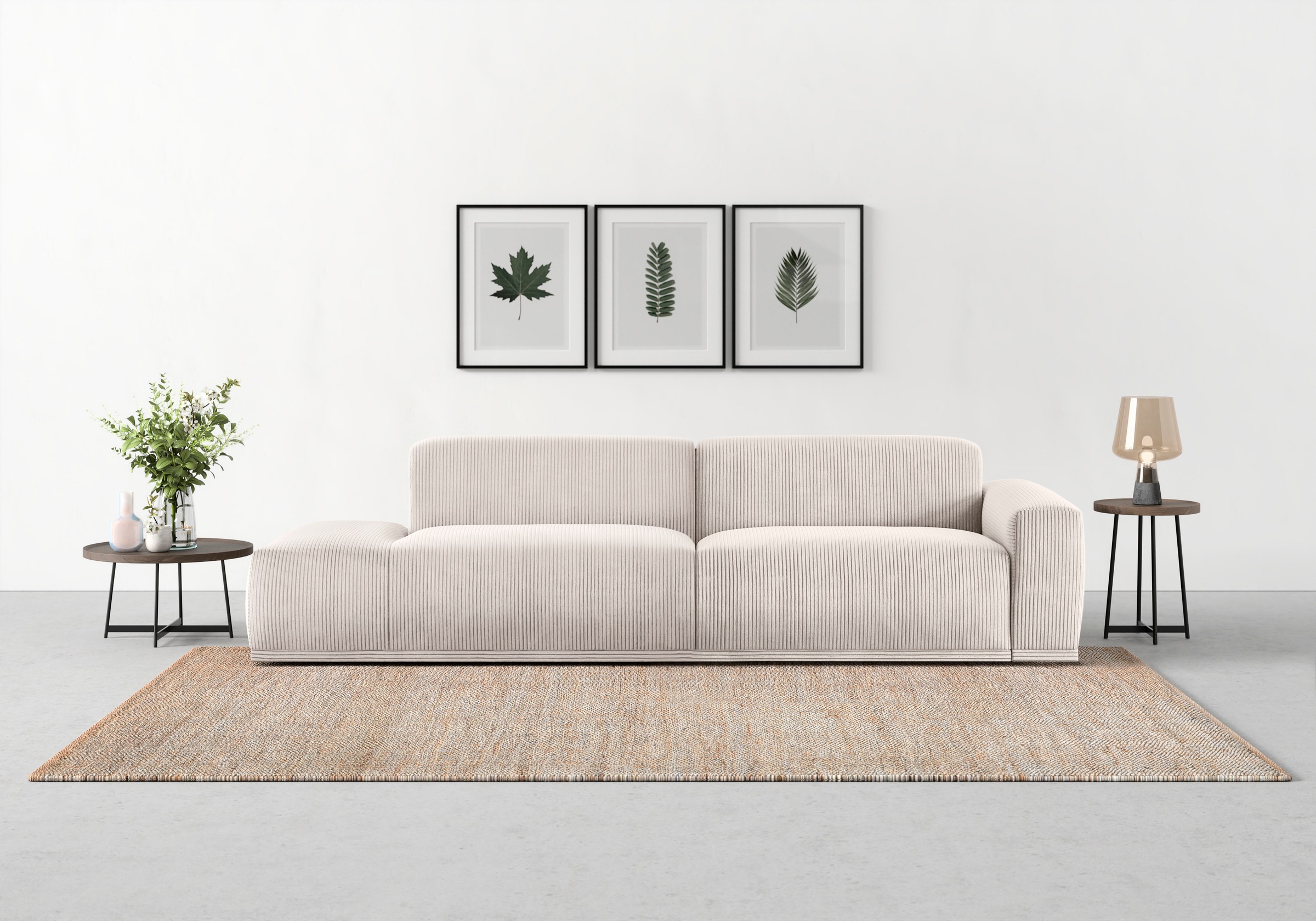 TRENDMANUFAKTUR Big-Sofa "Braga, mit hochwertigem Kaltschaum, Megasofa, Japandi-Design" modernes Big-Sofa, Couch mit hohem Sitzkomfort, 277/72/107 cm (B/H/T)