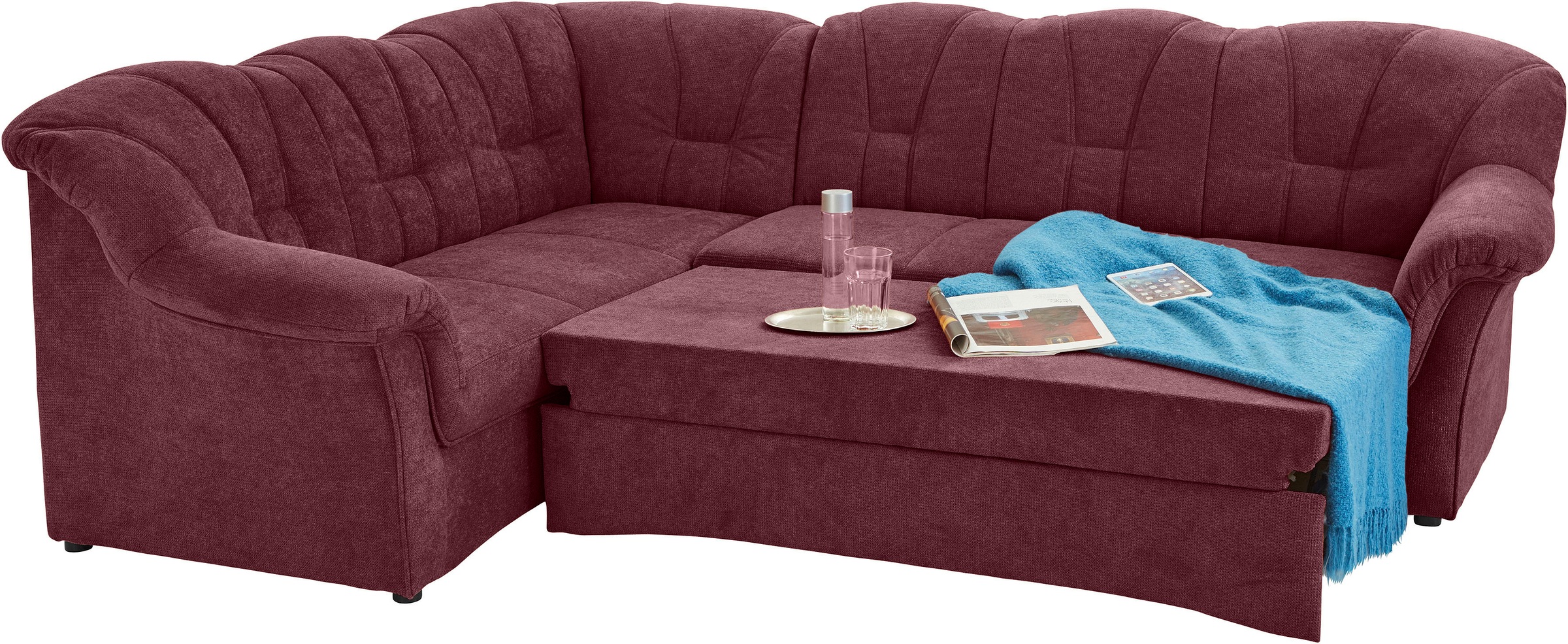 DOMO collection Ecksofa »Papenburg B/T/H: 242/190/84 cm L-Form«, wahlweise mit Bettfunktion, Langer Schenkel links oder rechts