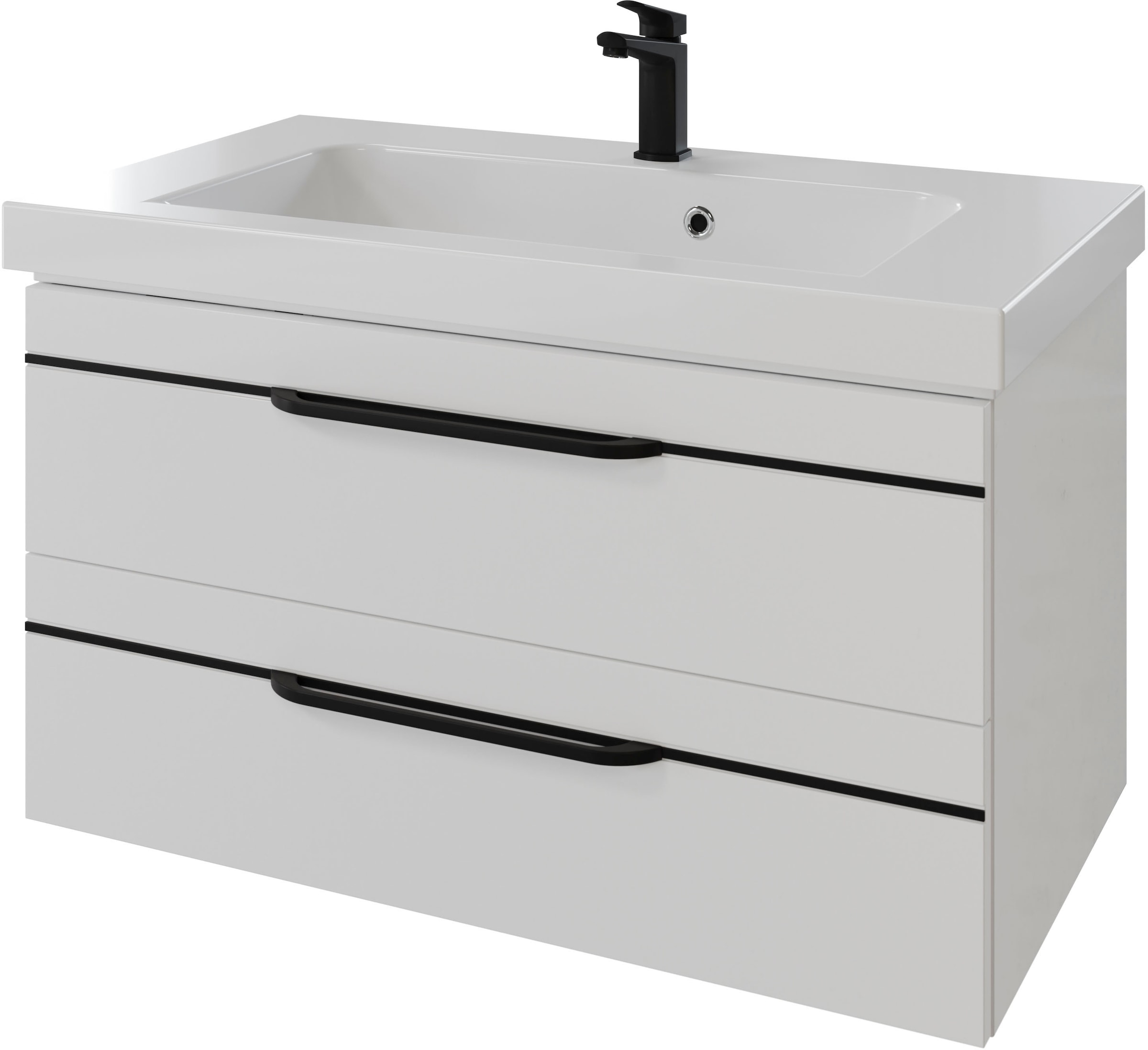 Saphir Waschtisch "Serie Balto Mineralmarmor-Waschtisch mit Unterschrank, 92 cm breit" 2 Stk. tlg. Waschplatz mit 2 Schubladen, Badschrank in verschiedenen Ausführungen