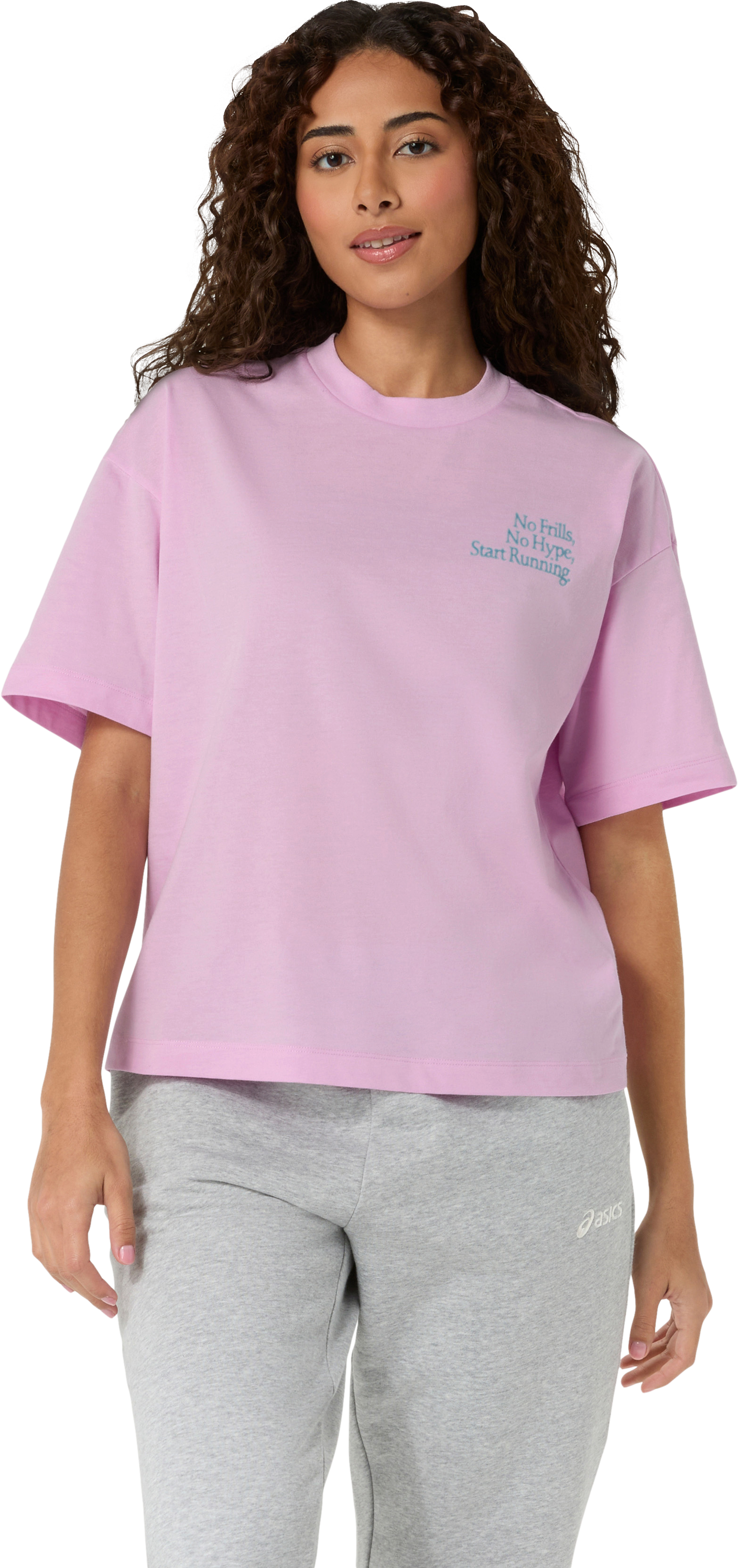Asics Laufshirt "RUNNER MESSAGE GRAPHIC RELAXED TEE" mit Start Running auf Vorder- und Rückseite