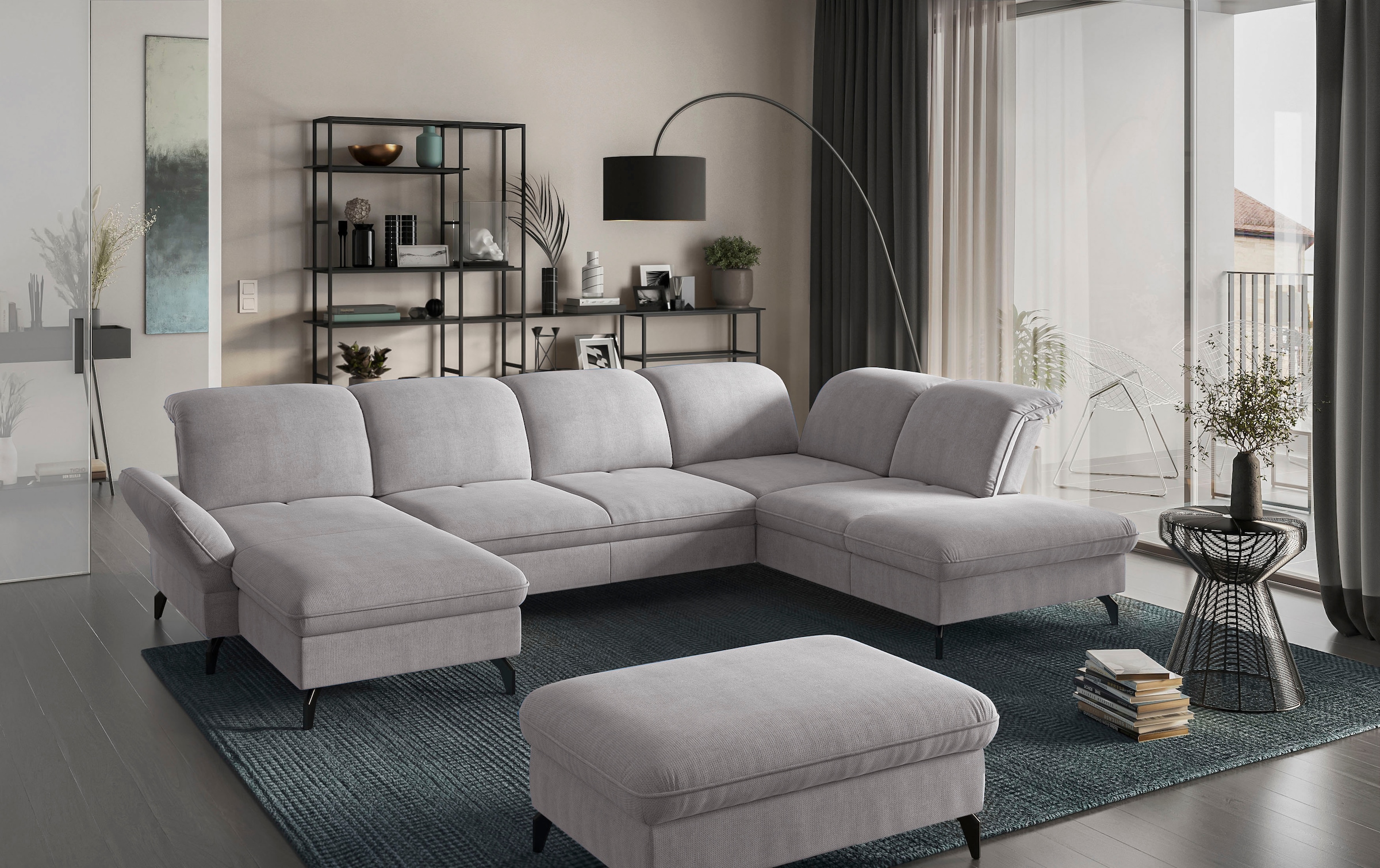 sit&more Polsterhocker »Leandro«, mit schwarzen Metallfüßen
