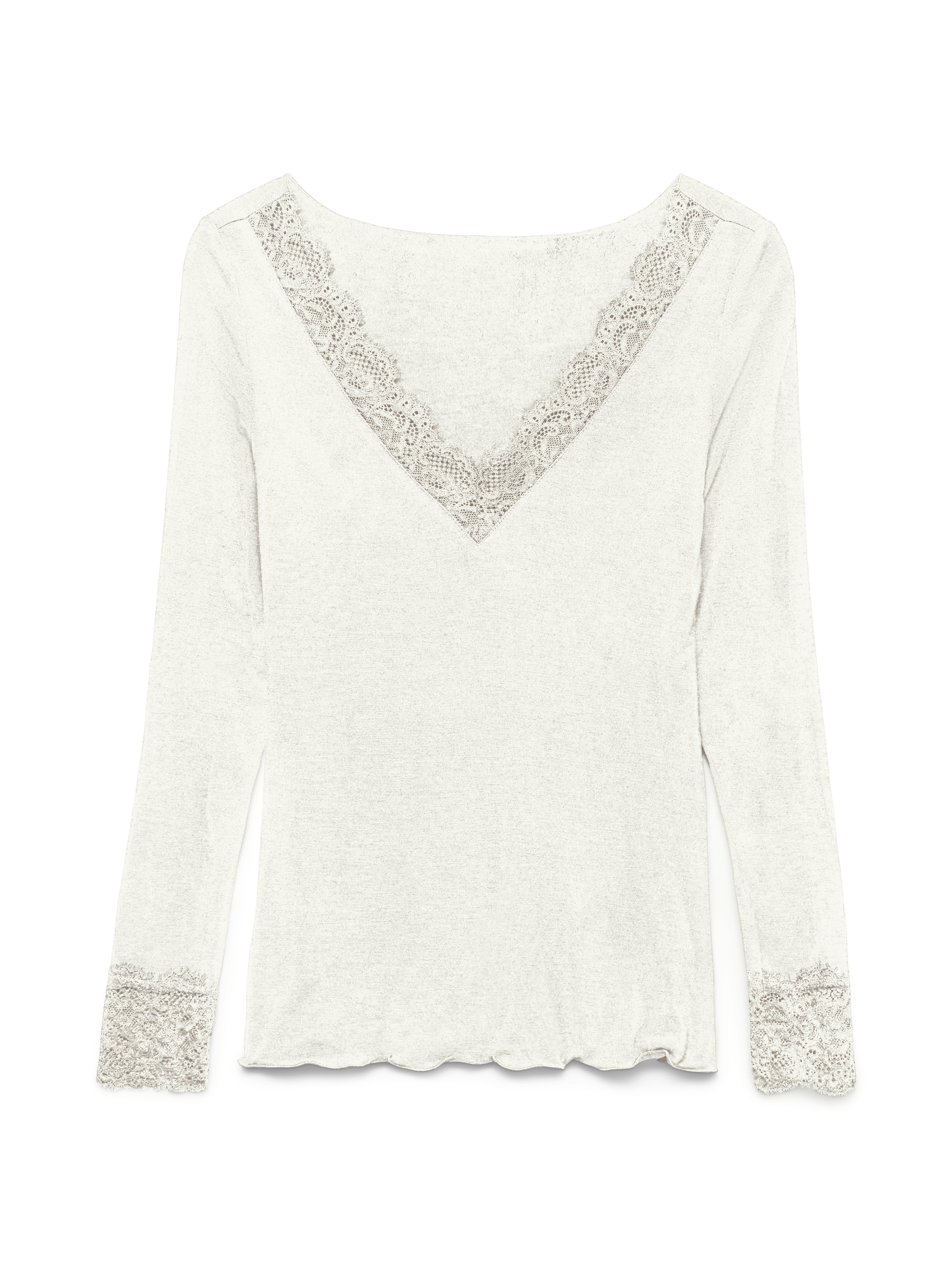 Vero Moda Langarmshirt "VMSKYE LS V-NECK LACE TOP JRS NOOS" günstig online kaufen