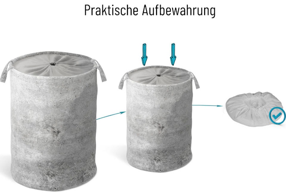 Thumbnail - Sanilo Wäschekorb "Beton", kräftige Farben, samtweiche Oberfläche, mit Deckel